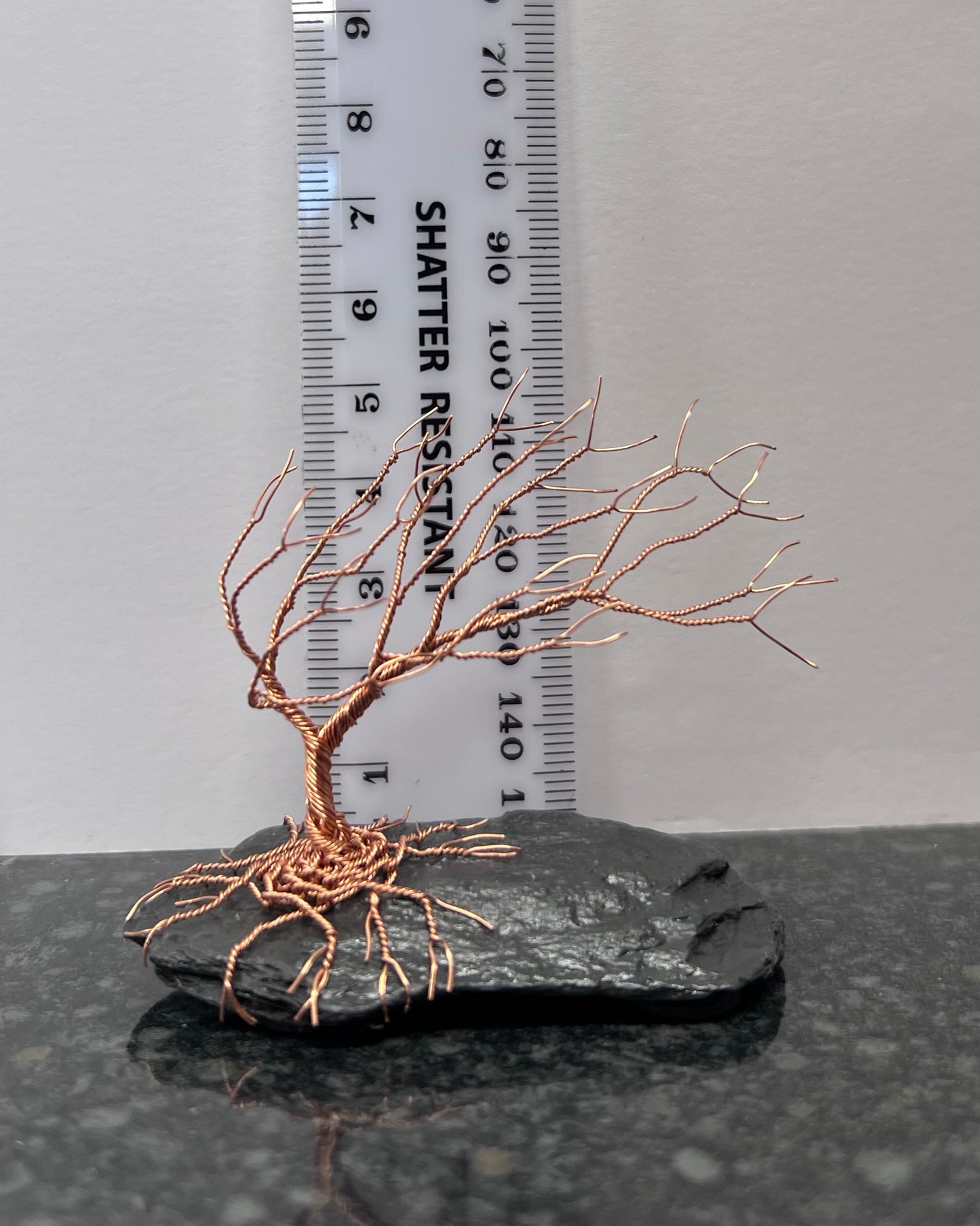 Windswept Celtic Tree Sculpture - Copper on Slate - Small