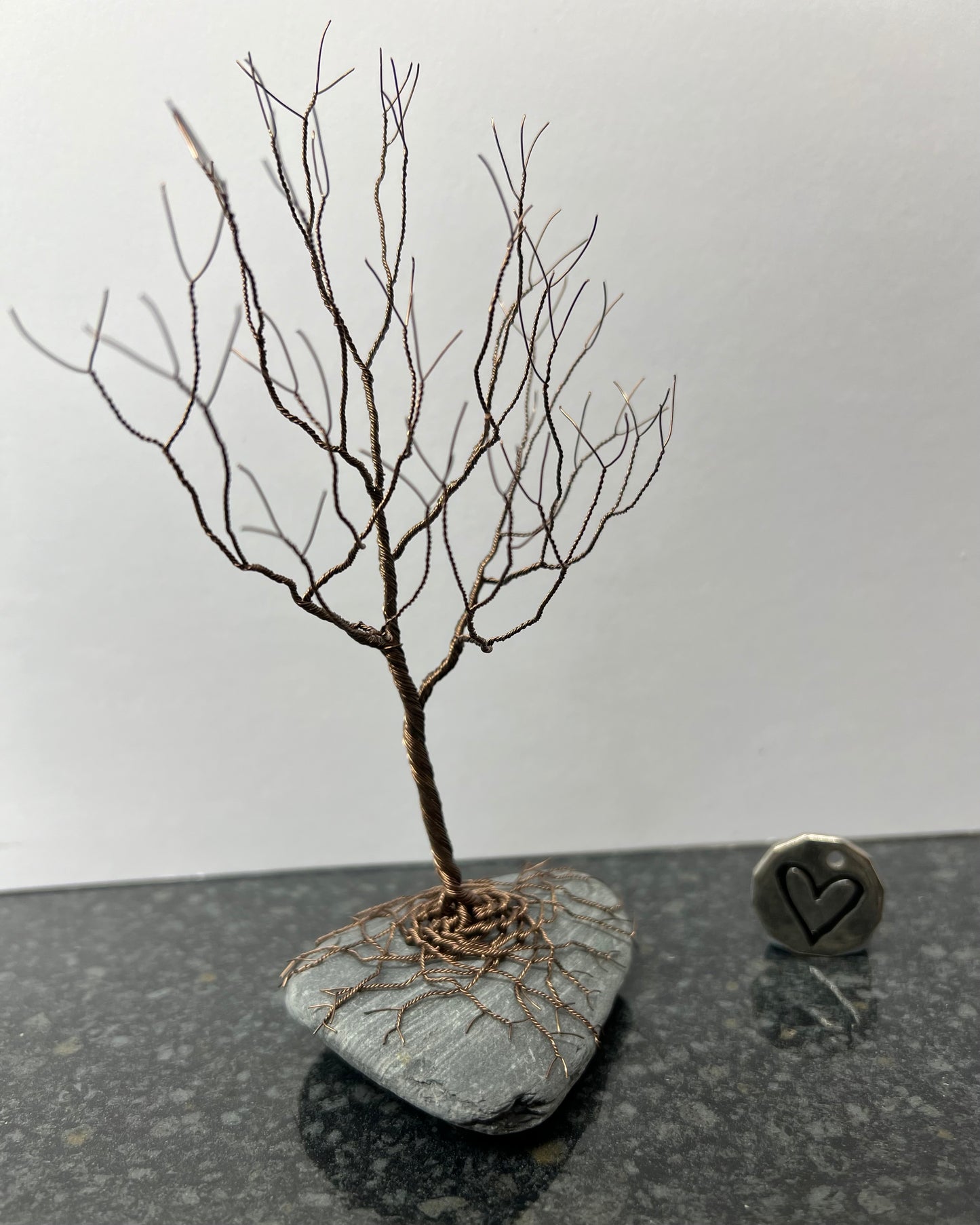 Upright Celtic Tree Sculpture - Gunmetal on Pebble - Medium