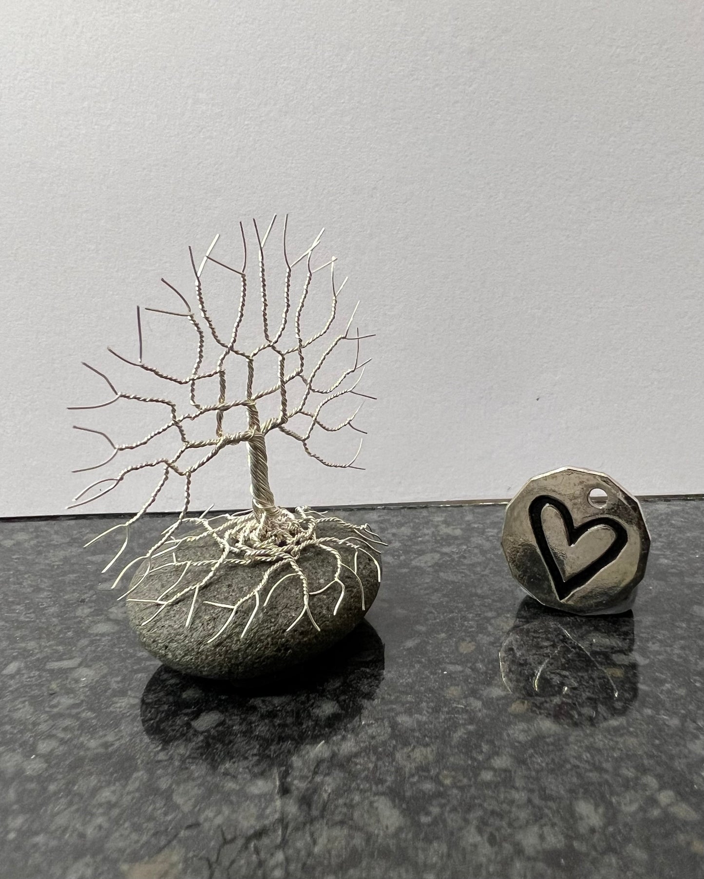 Celtic Tree of Life Sculpture -      Silver (plated) on Pebble - Small