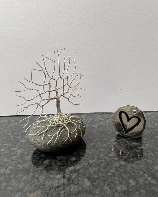 Celtic Tree of Life Sculpture -      Silver (plated) on Pebble - Small