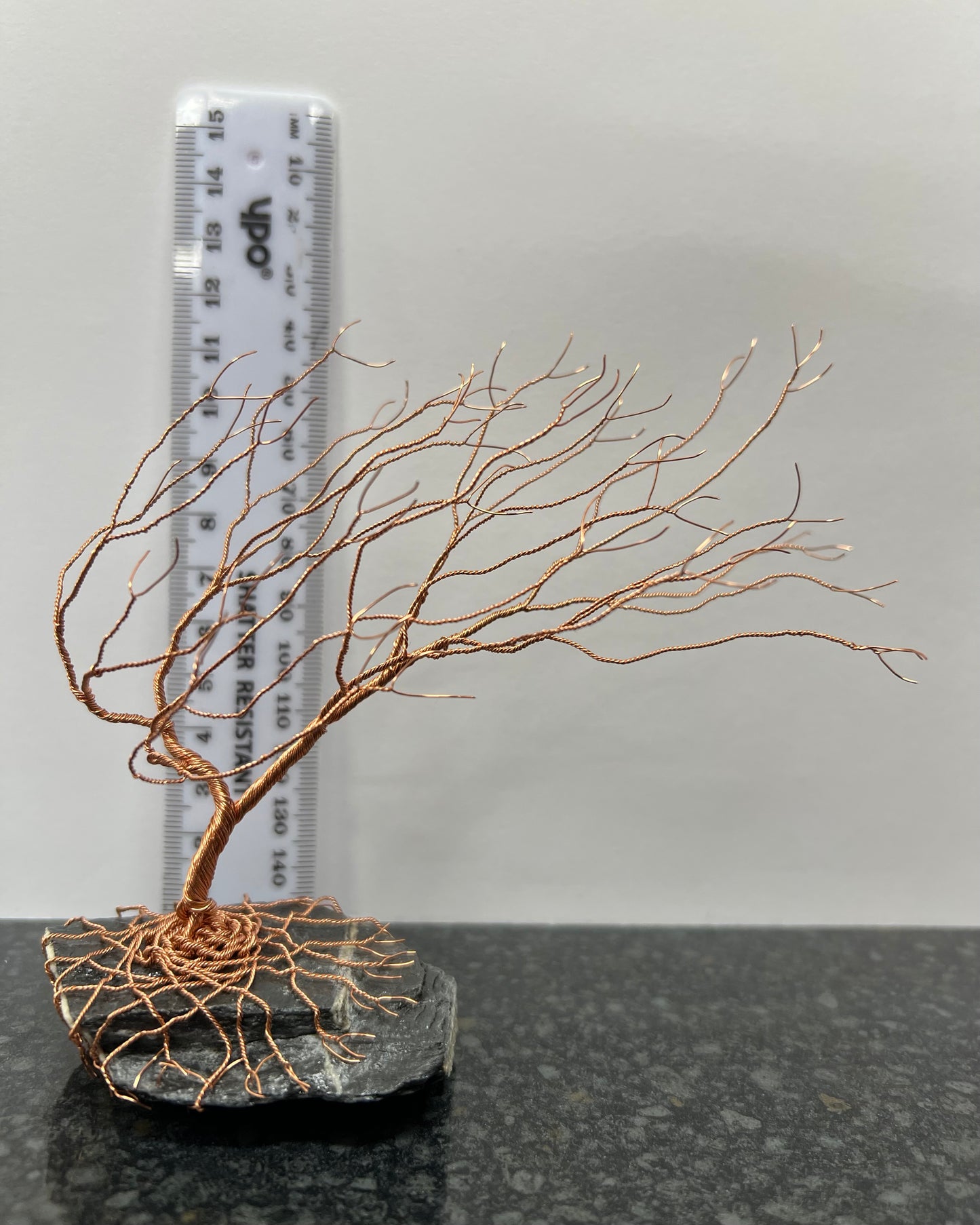 Windswept Celtic Tree Sculpture - Copper on Slate - Medium