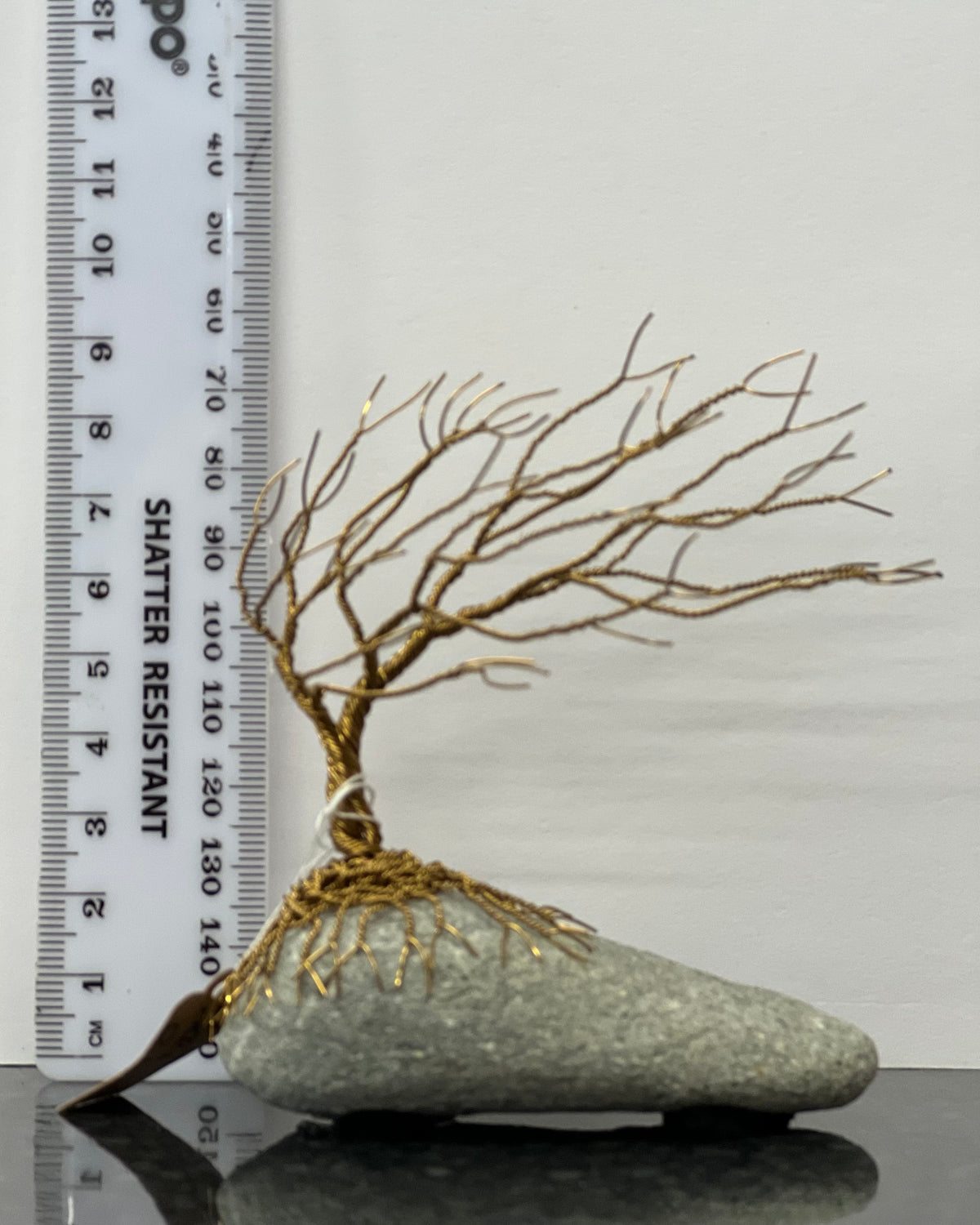 Windswept Celtic Tree Sculpture - Antique Bronze on Pebble - Small Plus