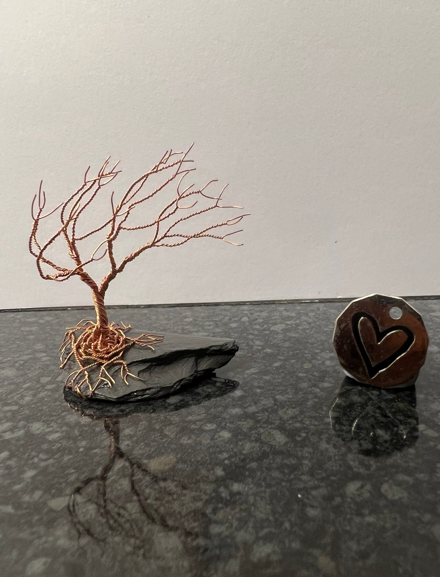 Windswept Celtic Tree Sculpture - Copper on Slate - Small