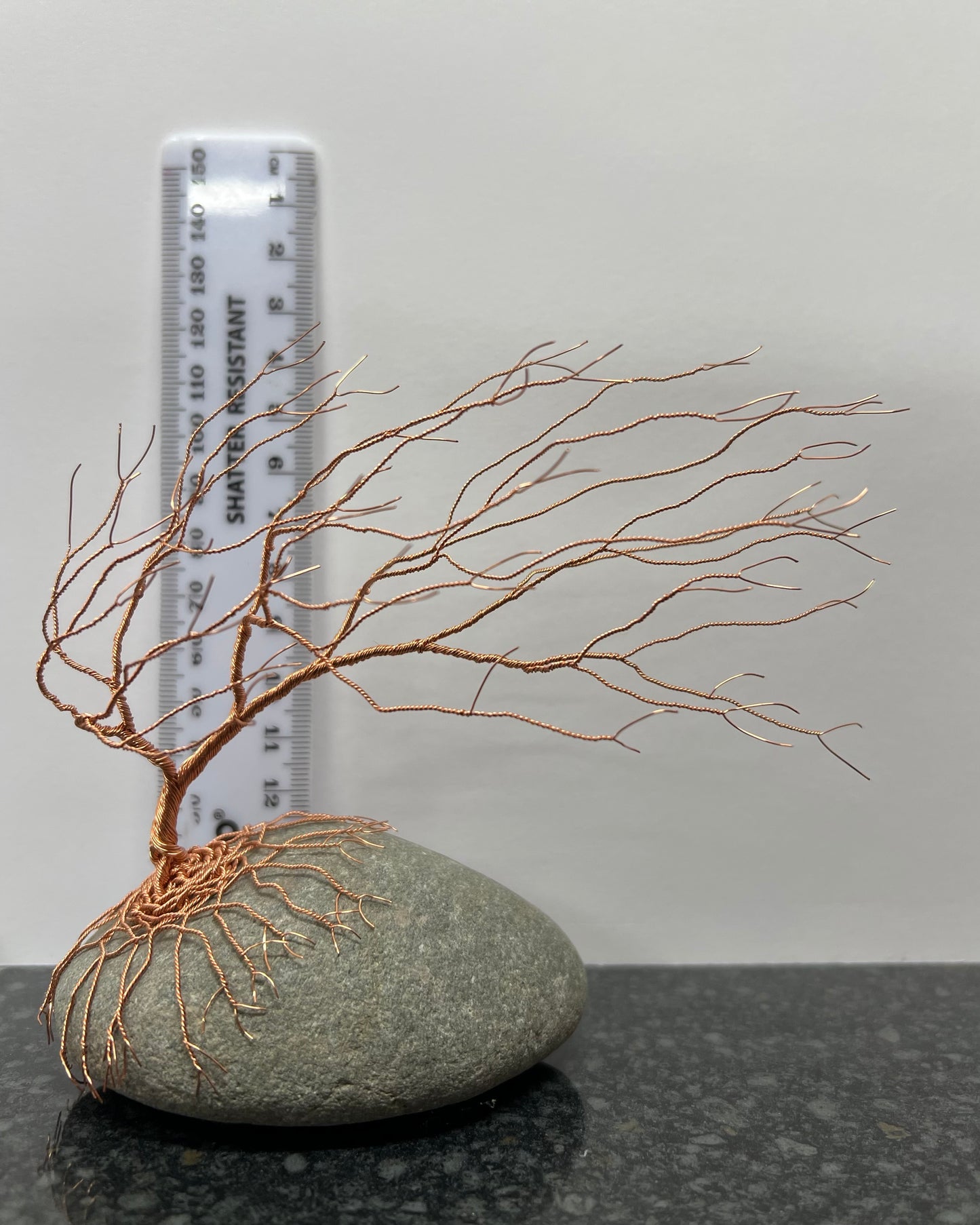 Windswept Celtic Tree Sculpture - Copper on Pebble - Medium