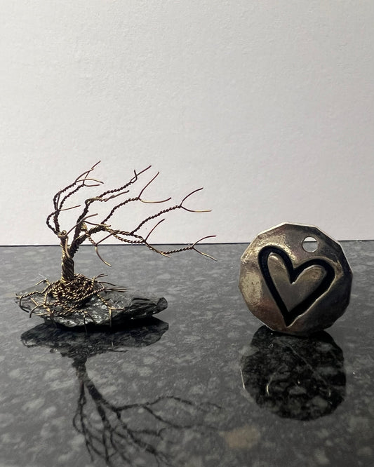 Windswept Celtic Tree Sculpture - Gunmetal on Slate- Mini