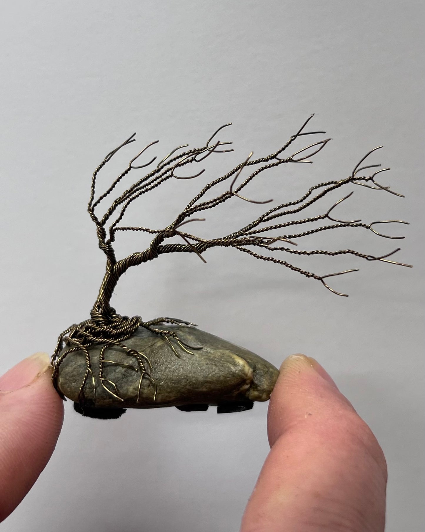 Windswept Celtic Tree Sculpture - Gunmetal on Pebble - Small