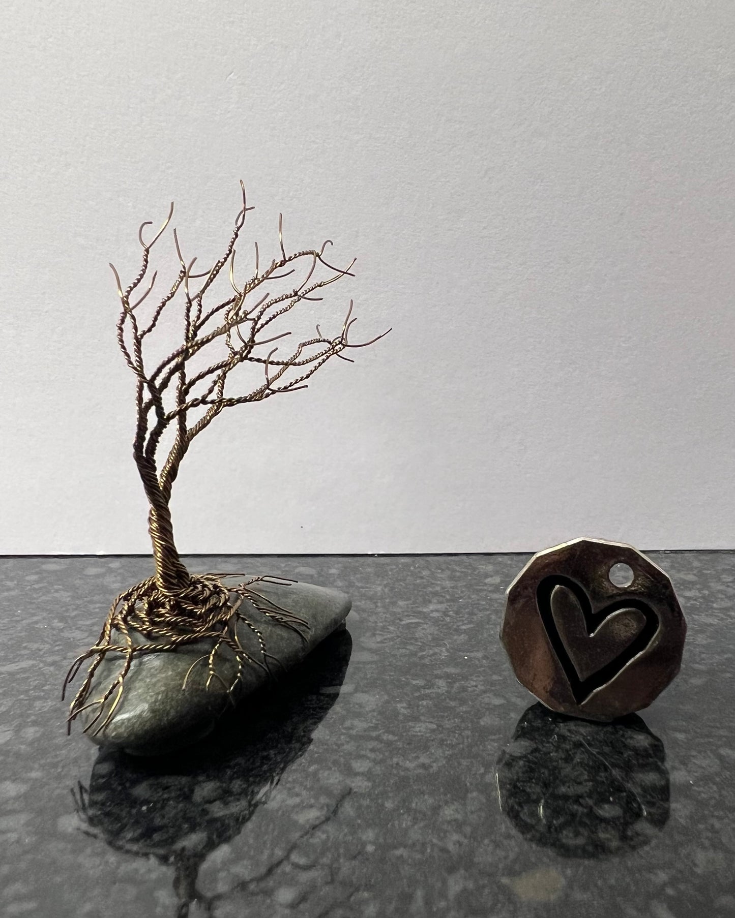 Windswept Celtic Tree Sculpture - Gunmetal on Pebble - Small