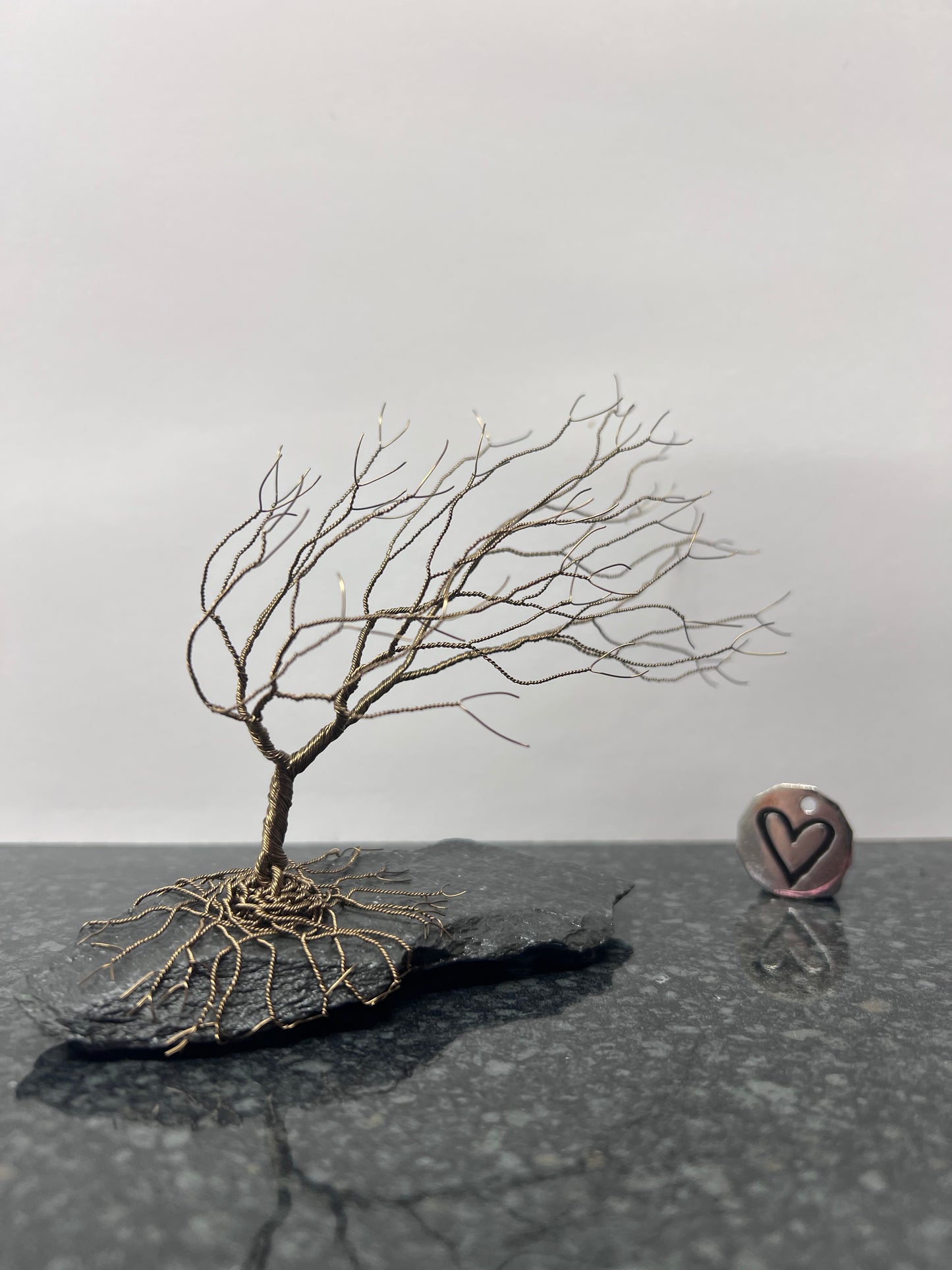 Windswept Celtic Tree Sculpture - Gunmetal on Slate - Medium