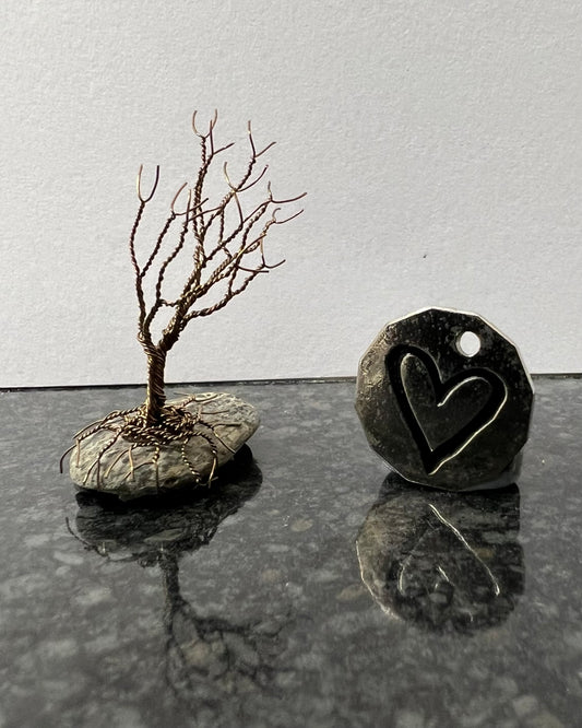 Windswept Celtic Tree Sculpture - Gunmetal on Pebble - Mini