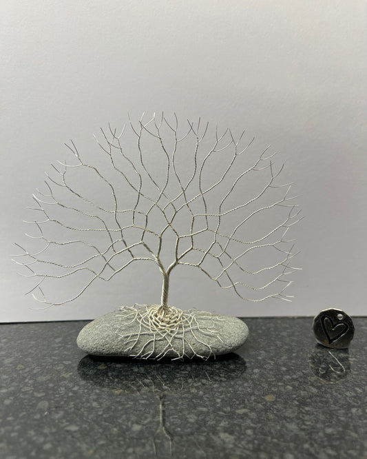 Celtic Tree of Life Sculpture - Silver (plated) on Pebble - Medium