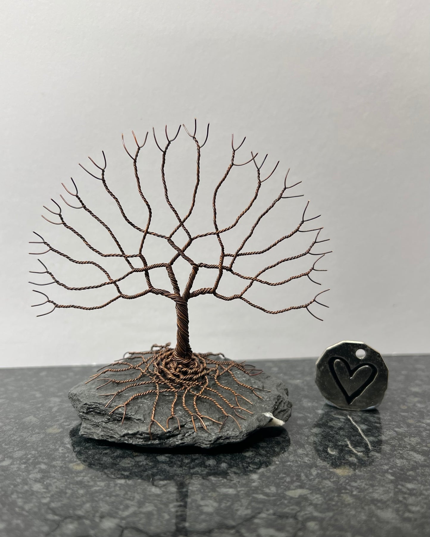 Tree of Life Celtic Tree Sculpture - Antique Copper on Slate - Small Plus