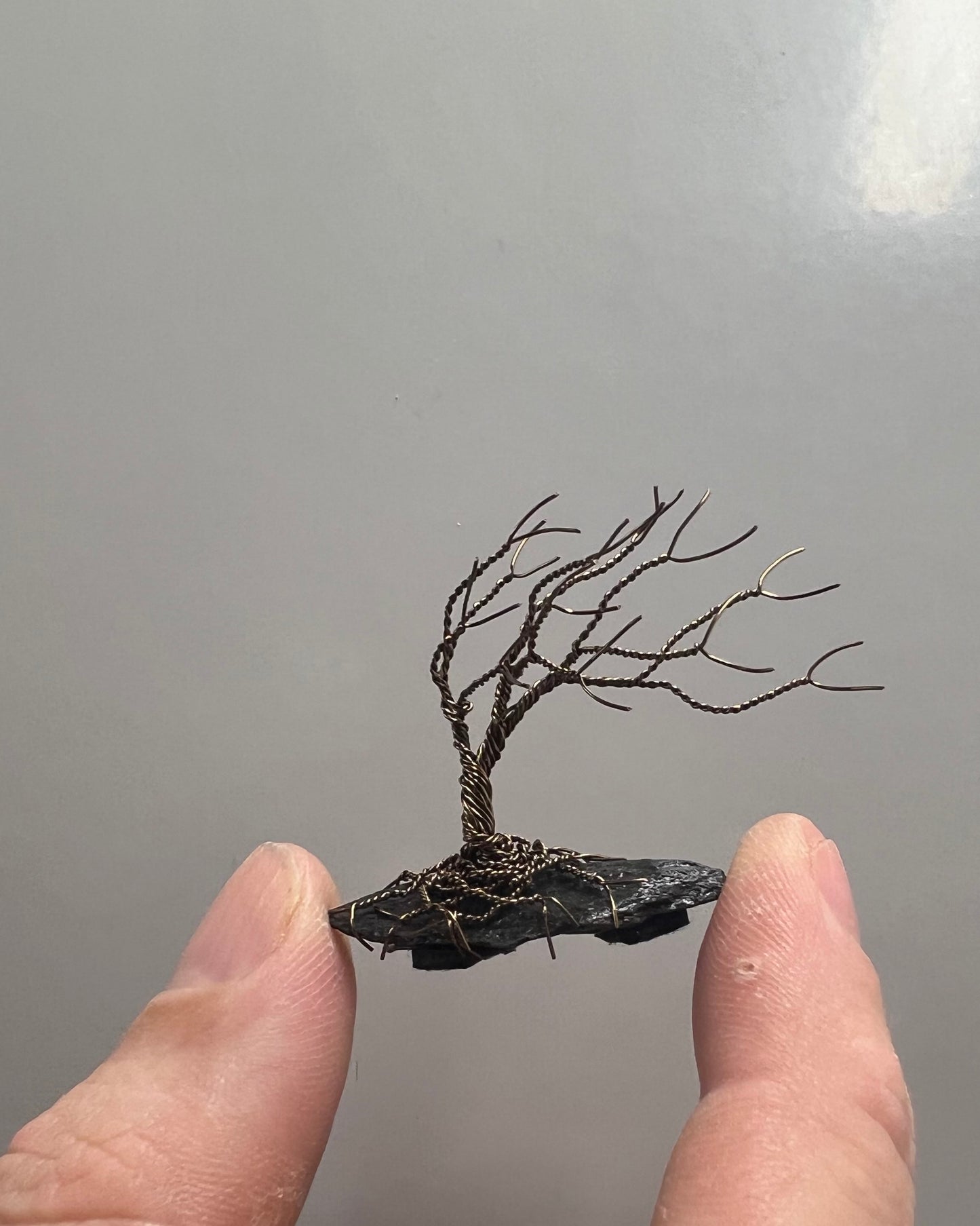 Windswept Celtic Tree Sculpture - Gunmetal on Slate- Mini