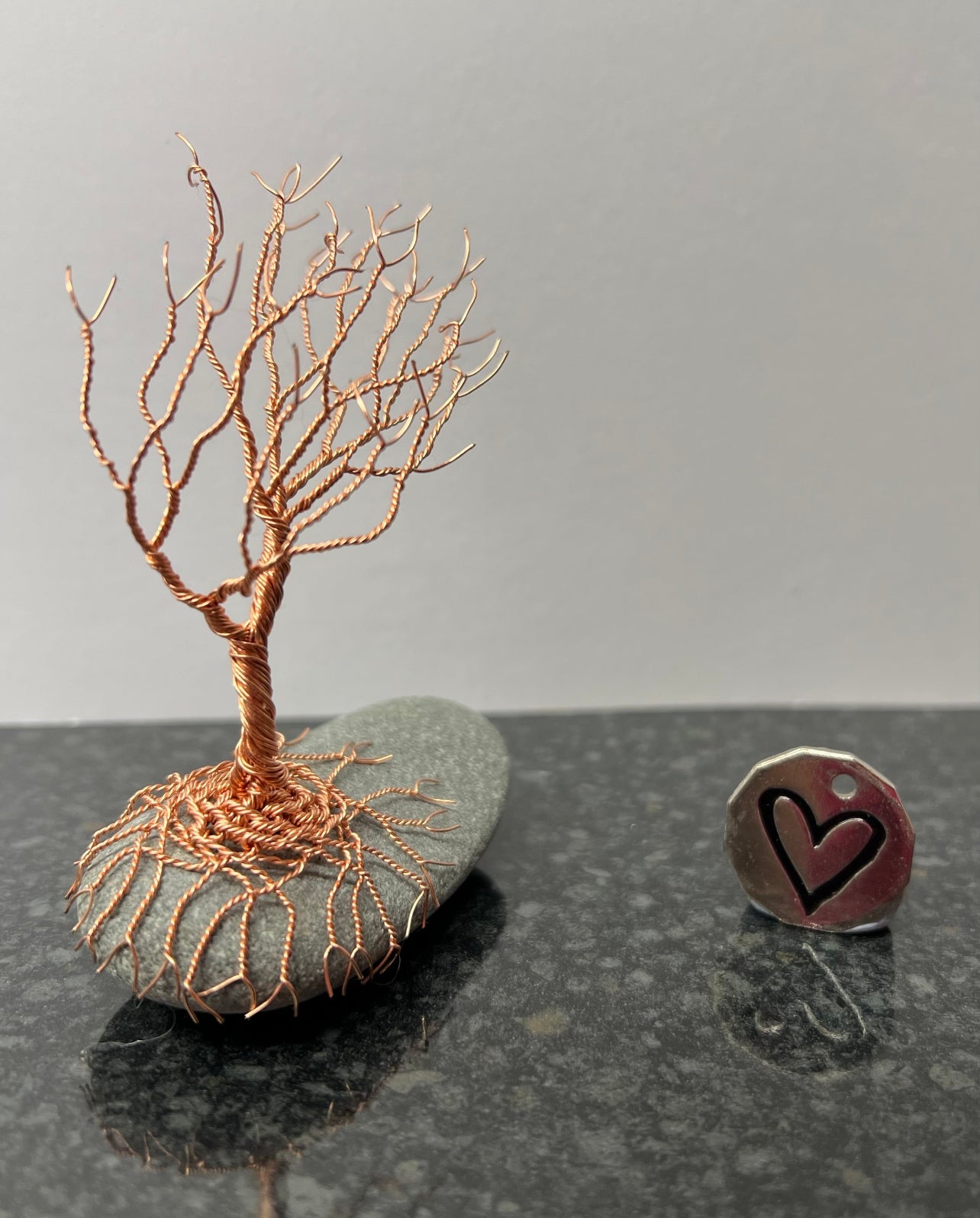 Windswept Celtic Tree Sculpture - Copper on Pebble - Small Plus
