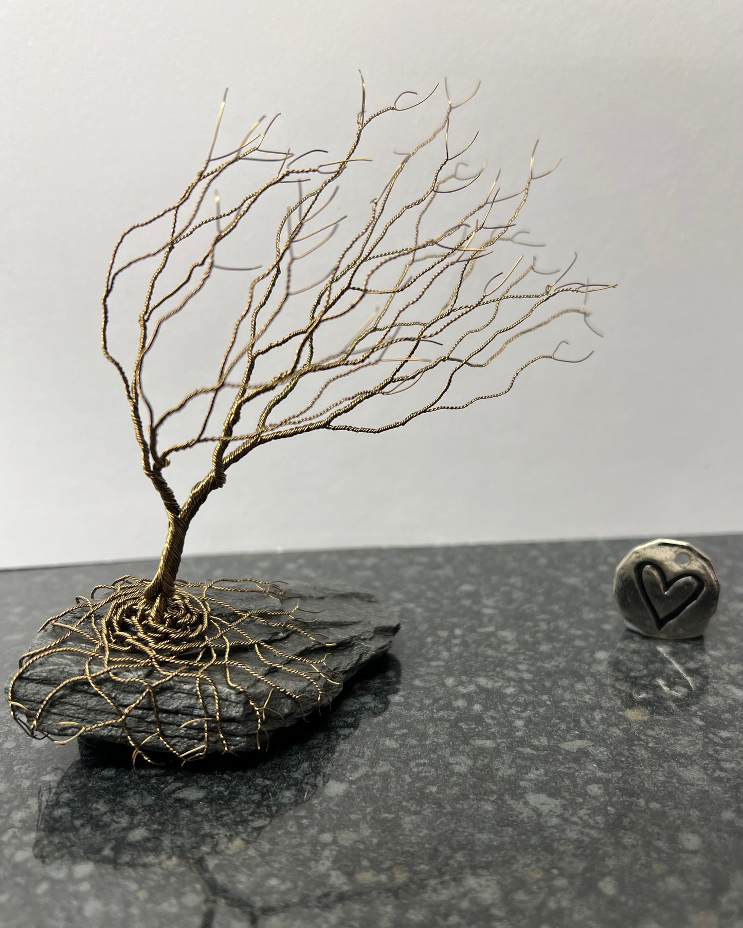 Windswept Celtic Tree Sculpture - Gunmetal on Slate - Medium