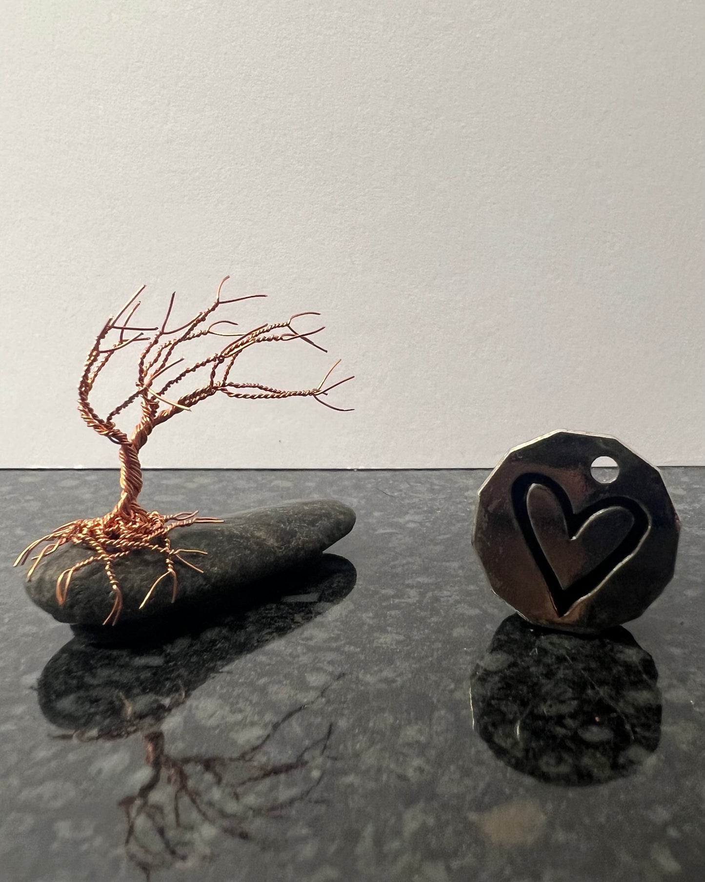 Windswept Celtic Tree Sculpture - Copper on Pebble - Mini