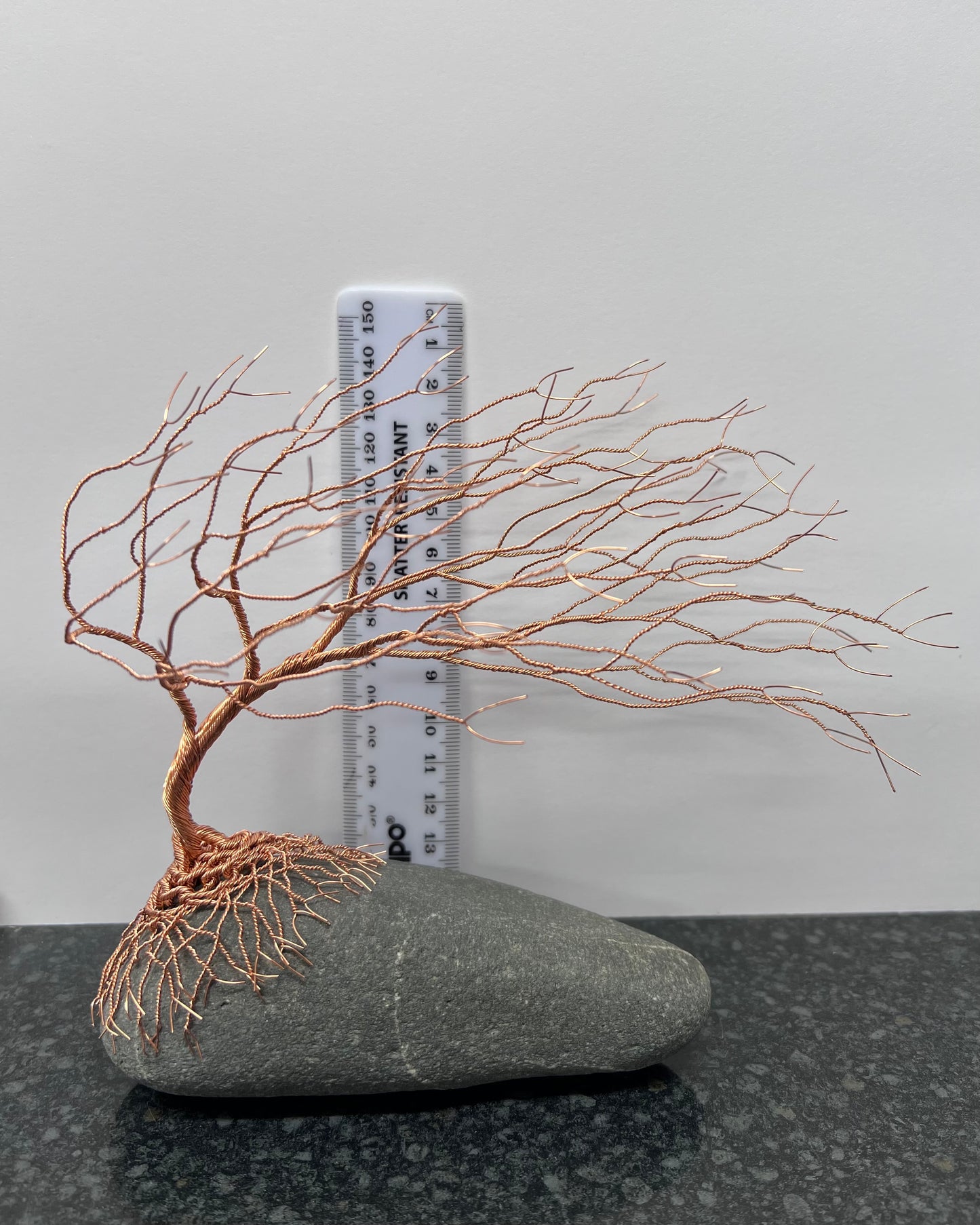 Windswept Celtic Tree Sculpture - Copper on Pebble - Medium Plus