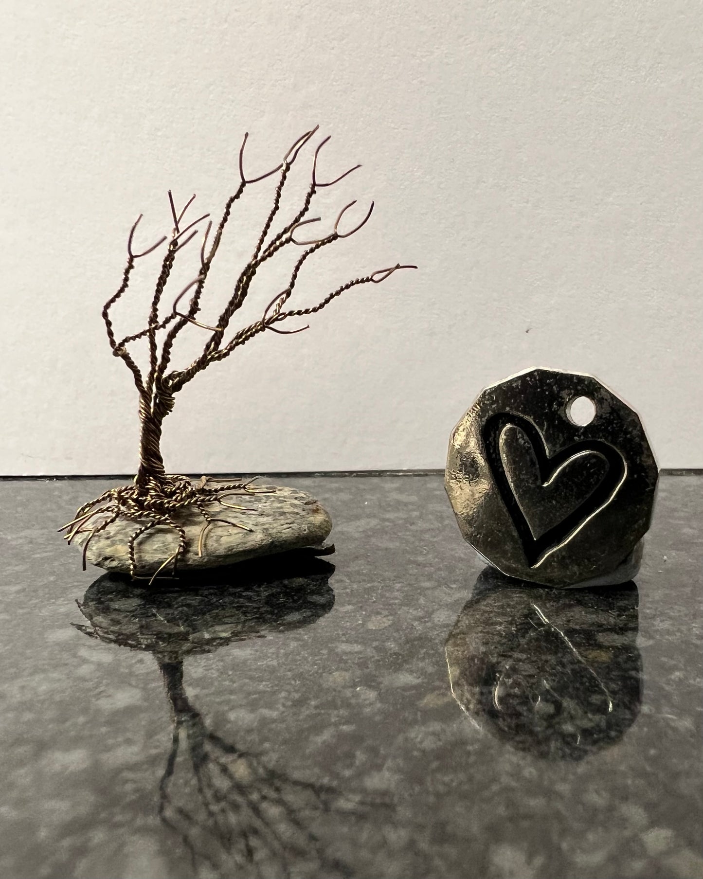 Windswept Celtic Tree Sculpture - Gunmetal on Pebble - Mini