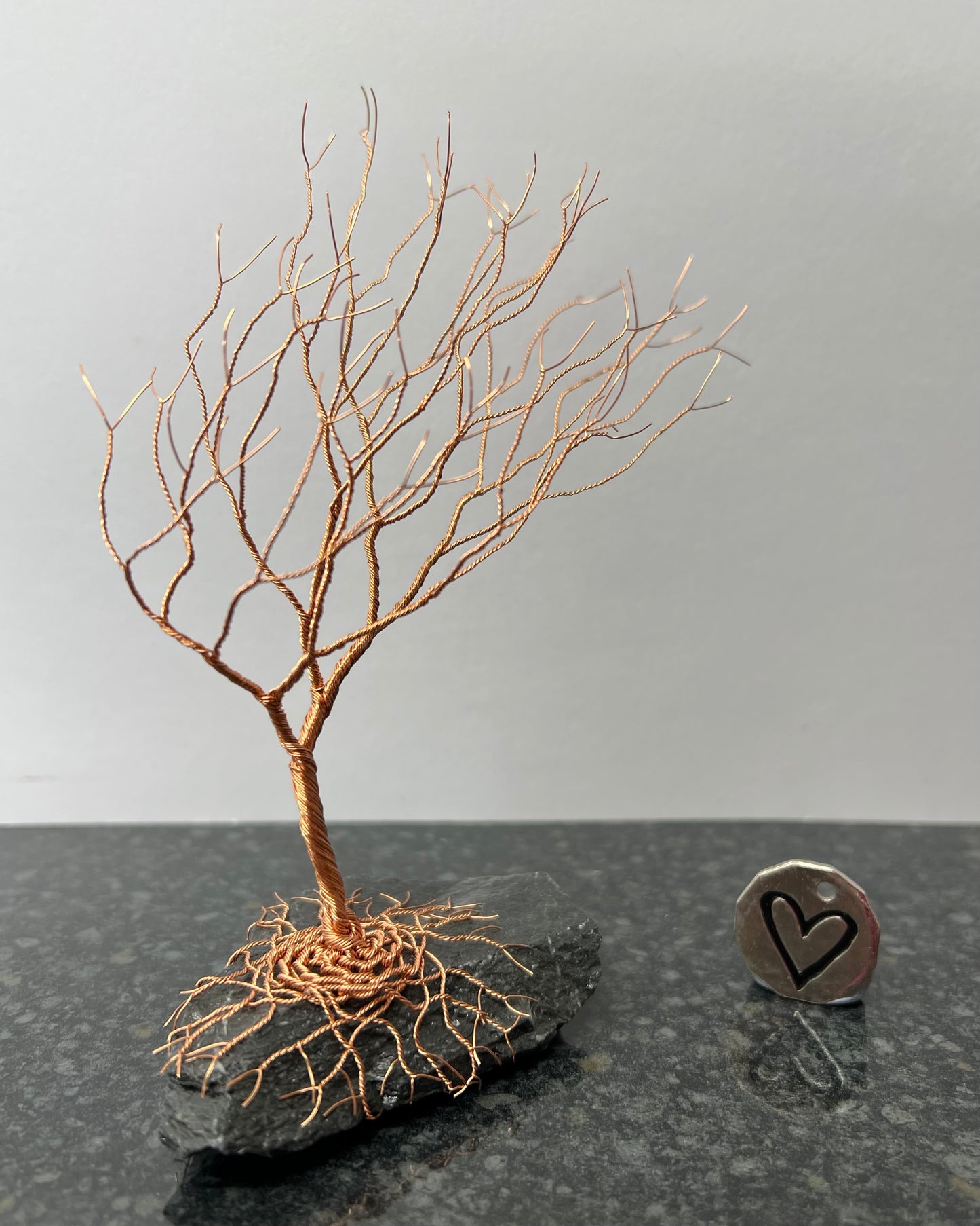 Windswept Celtic Tree Sculpture - Copper on Slate - Medium