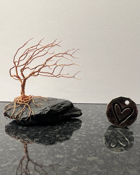 Windswept Celtic Tree Sculpture - Copper on Slate - Small