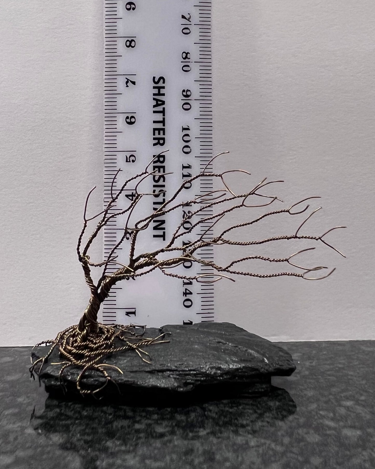 Windswept Celtic Tree Sculpture - Gunmetal on Slate - Small