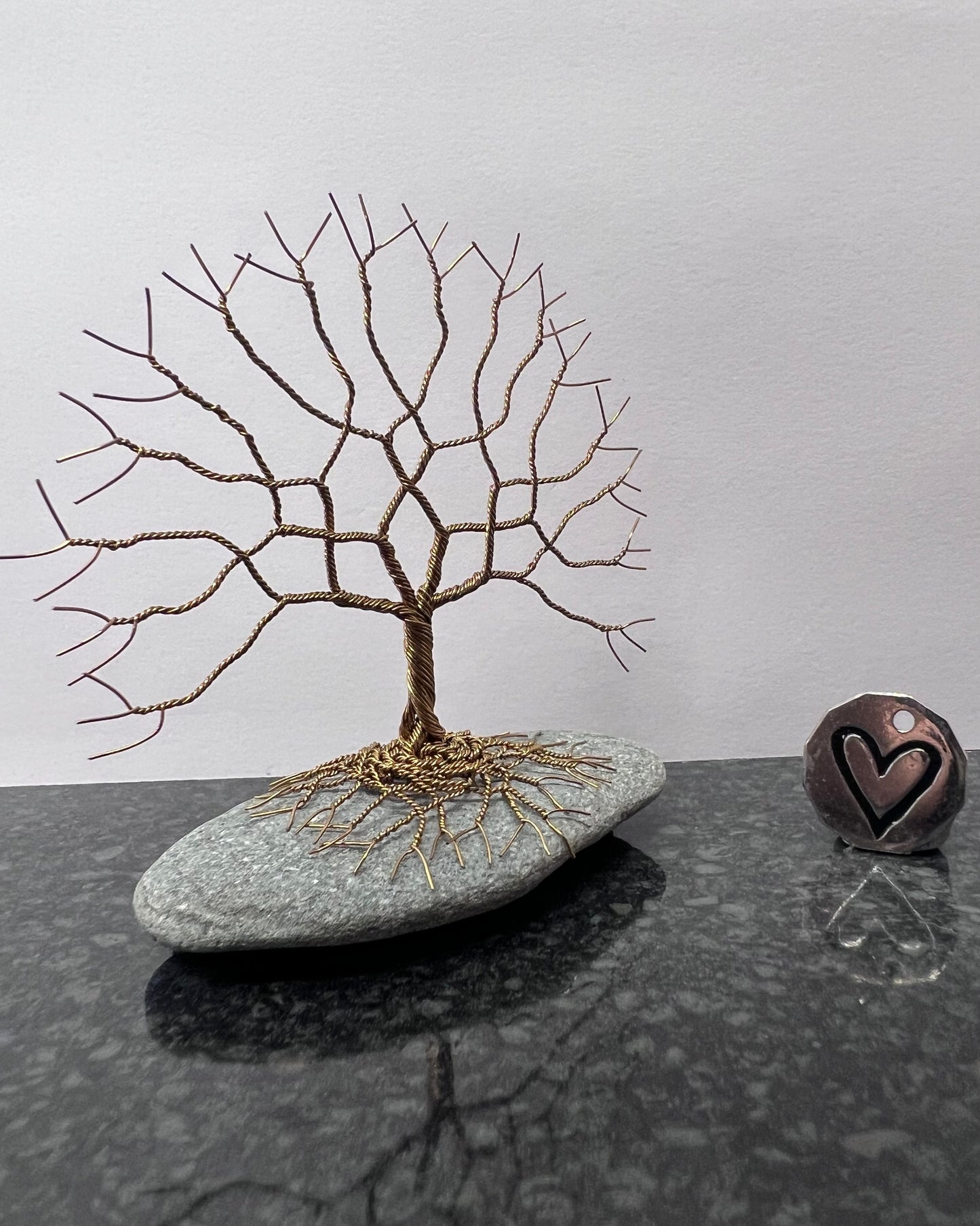 Celtic Tree of Life Sculpture -  Antique Bronze on Pebble - Small Plus