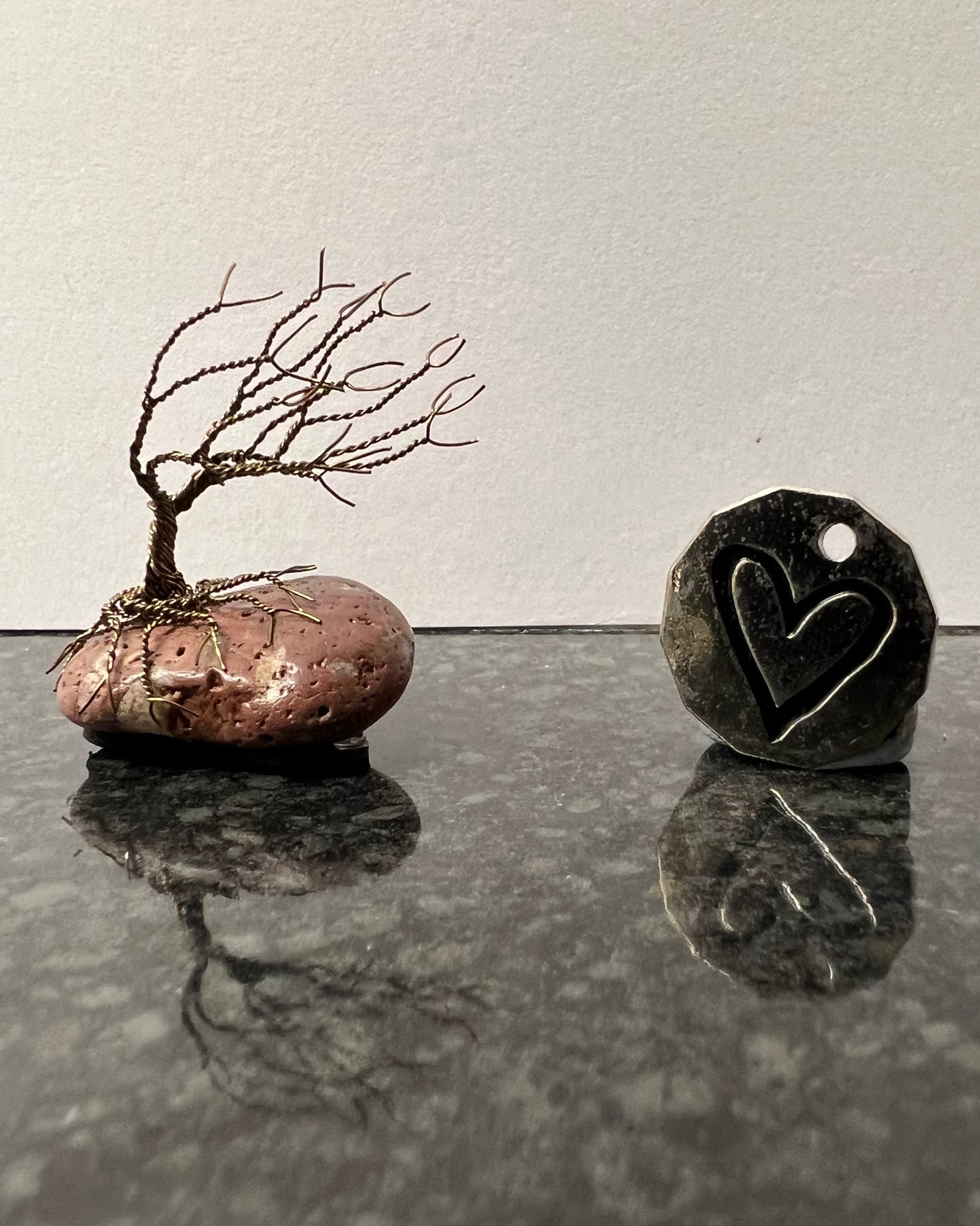 Windswept Celtic Tree Sculpture - Gunmetal on Pebble - Mini