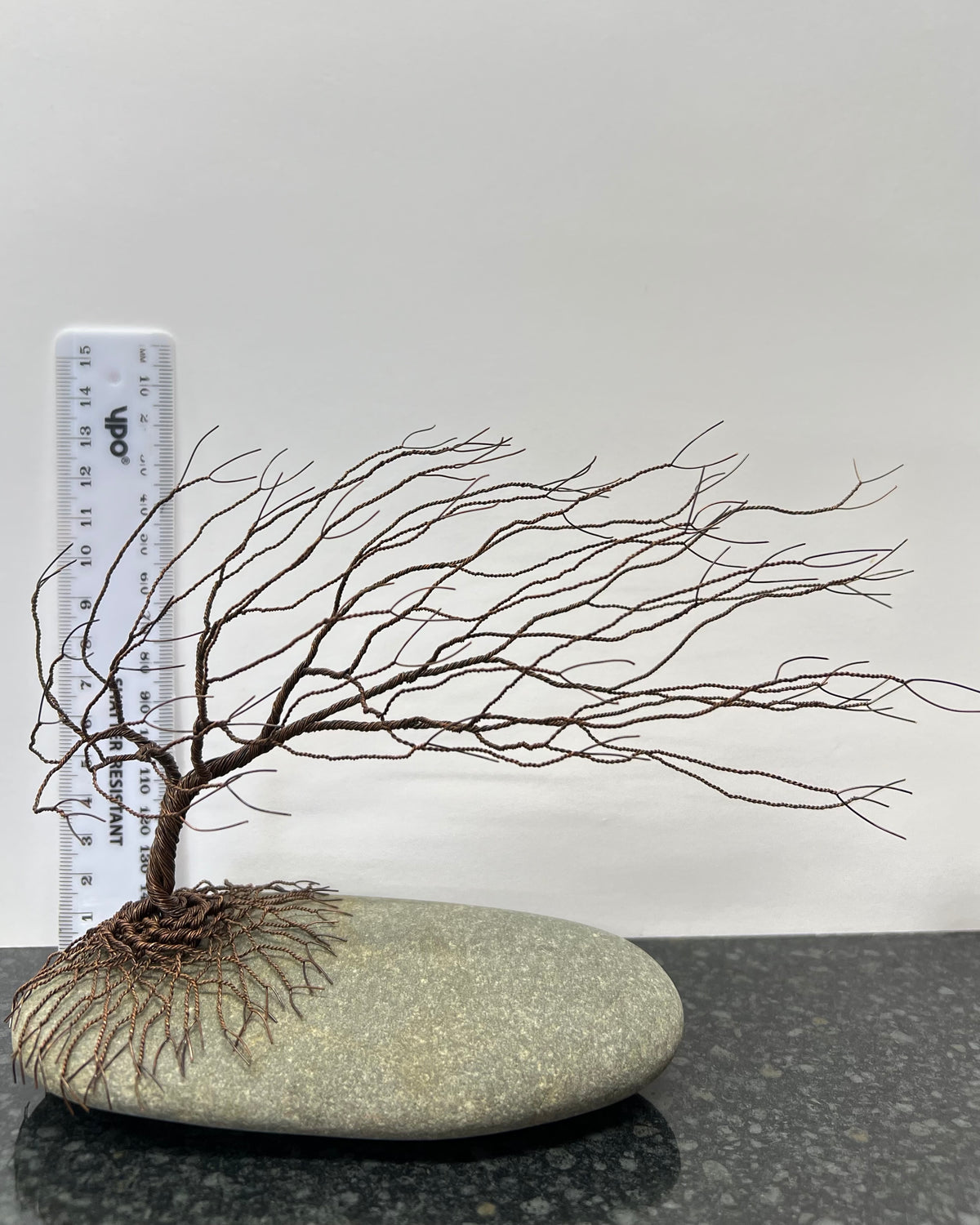 Windswept Celtic Tree Sculpture - Antique Copper on Pebble - Medium Plus