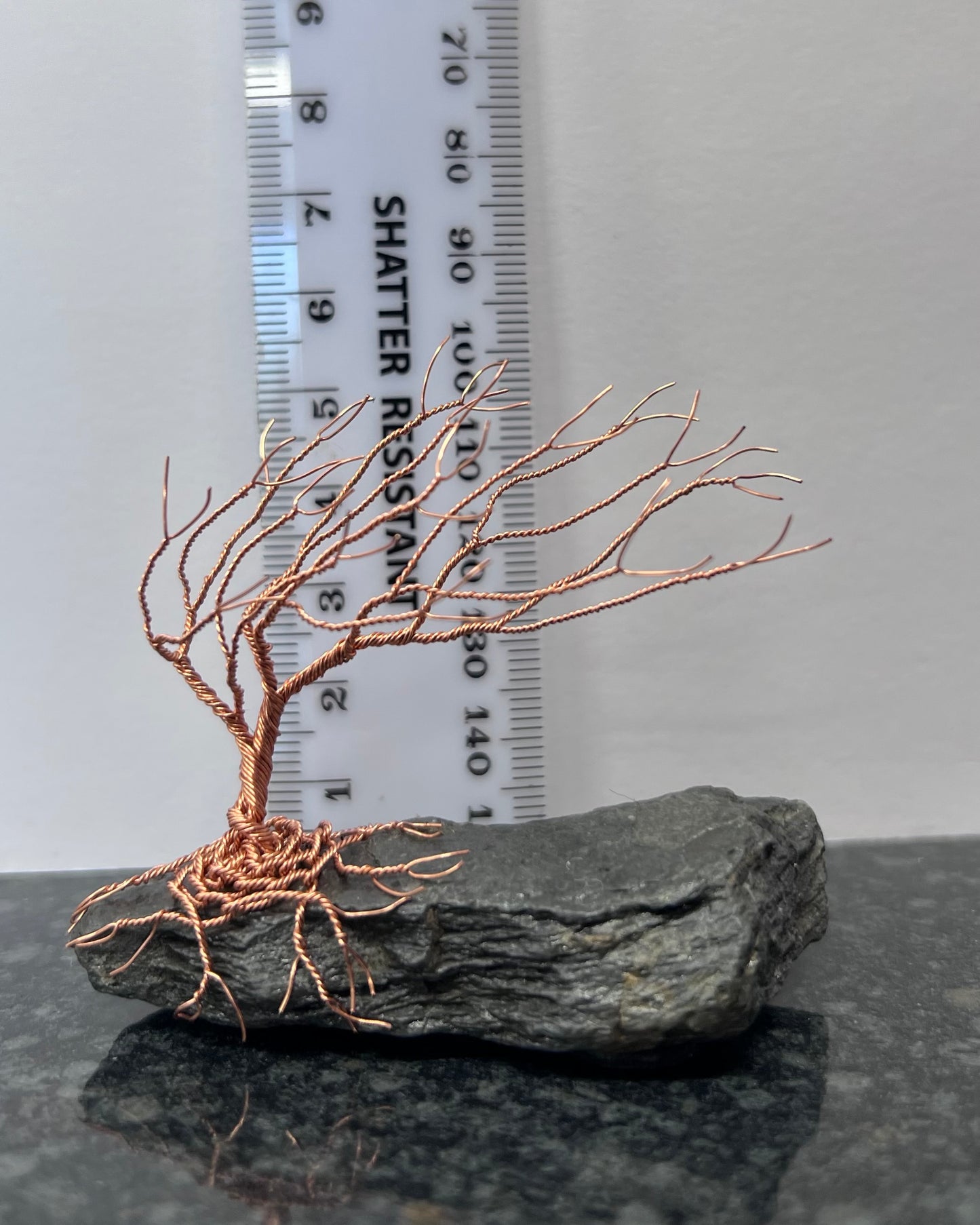 Windswept Celtic Tree Sculpture - Copper on Slate - Small