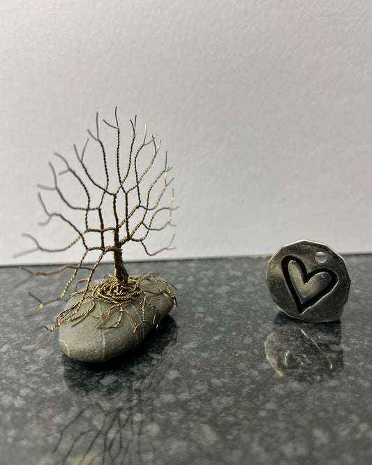 Celtic Tree of Life Sculpture - Gunmetal on Pebble - Small