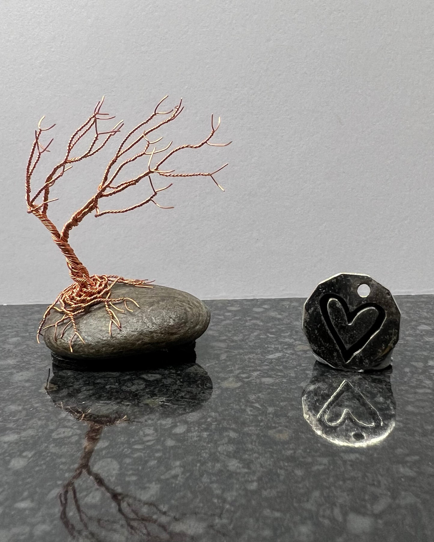 Windswept Celtic Tree Sculpture - Copper on Pebble - Small