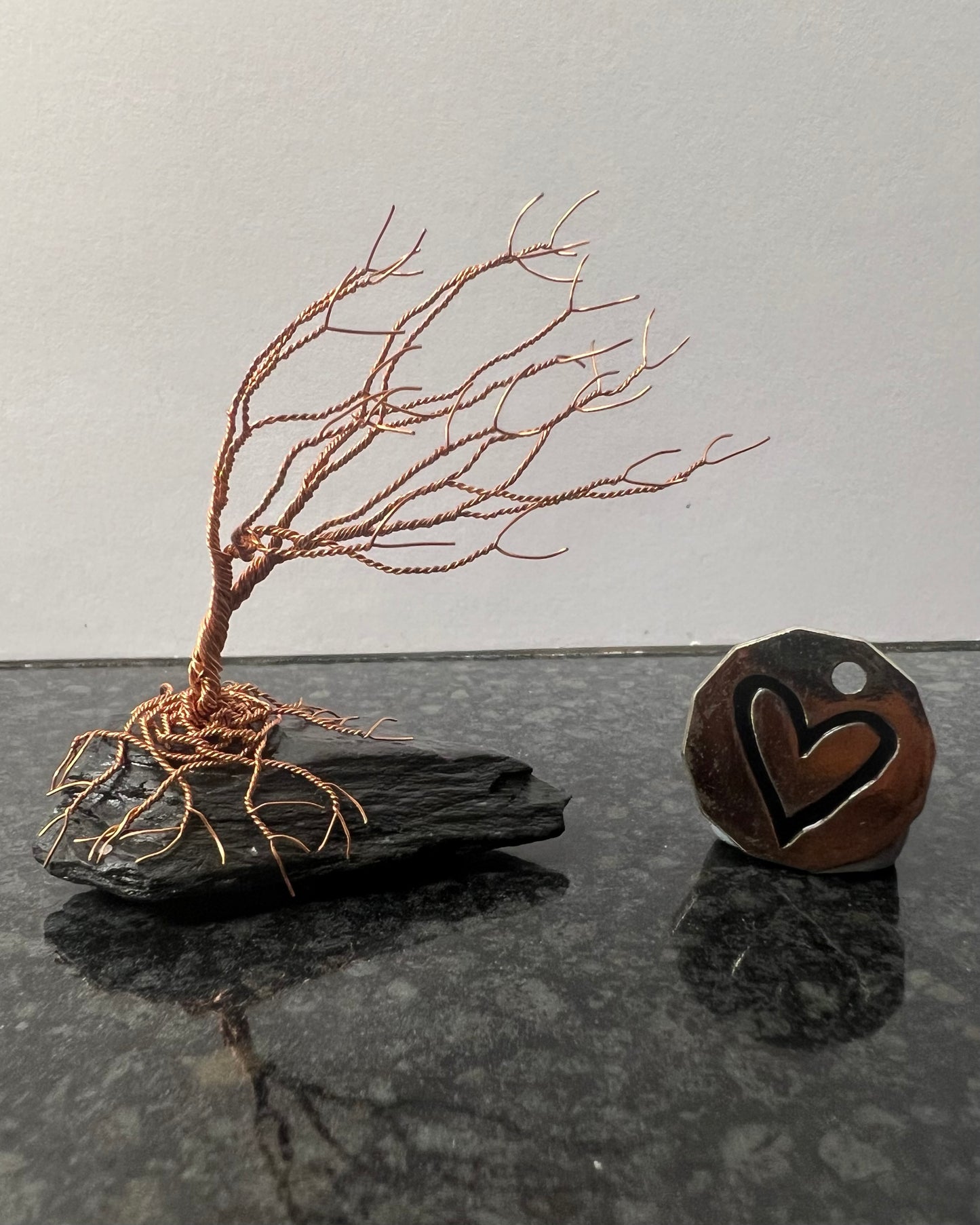 Windswept Celtic Tree Sculpture - Copper on Slate - Small