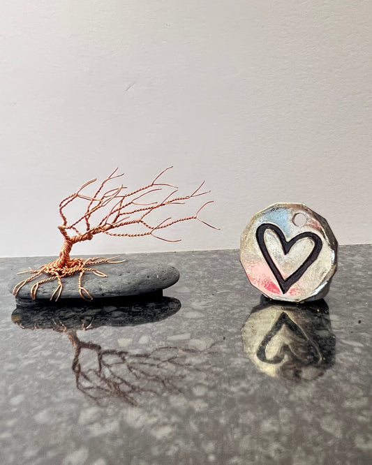 Windswept Celtic Tree Sculpture - Copper on Pebble - Mini