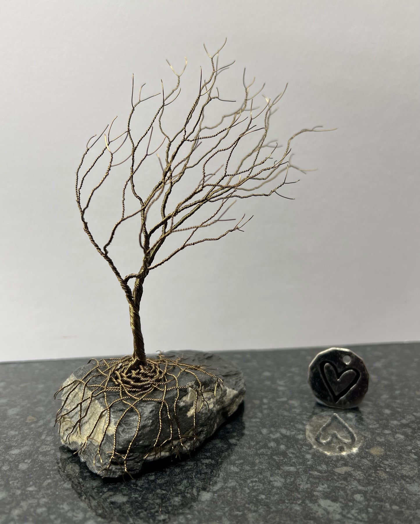 Windswept Celtic Tree Sculpture - Gunmetal on Slate - Medium