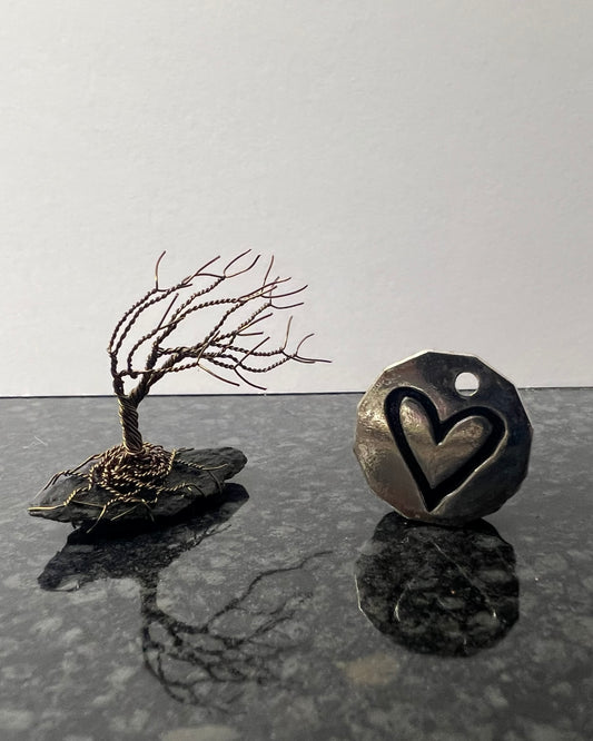 Windswept Celtic Tree Sculpture - Gunmetal on Slate- Mini