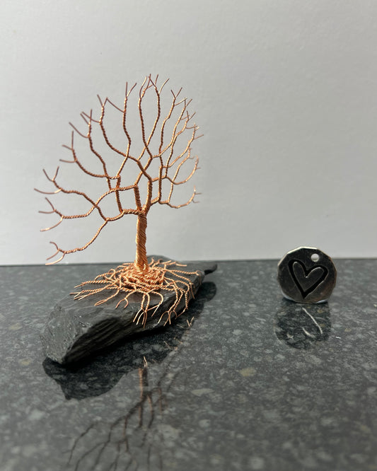Tree of Life Celtic Tree Sculpture -   Copper on Slate - Small Plus