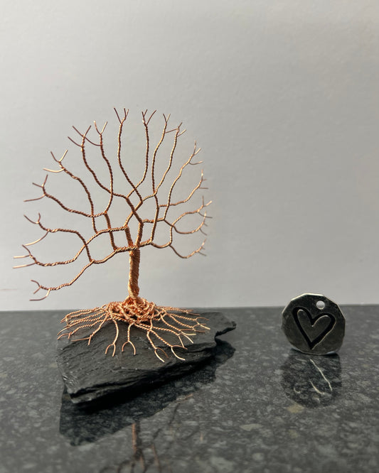 Tree of Life Celtic Tree Sculpture -   Copper on Slate - Small Plus