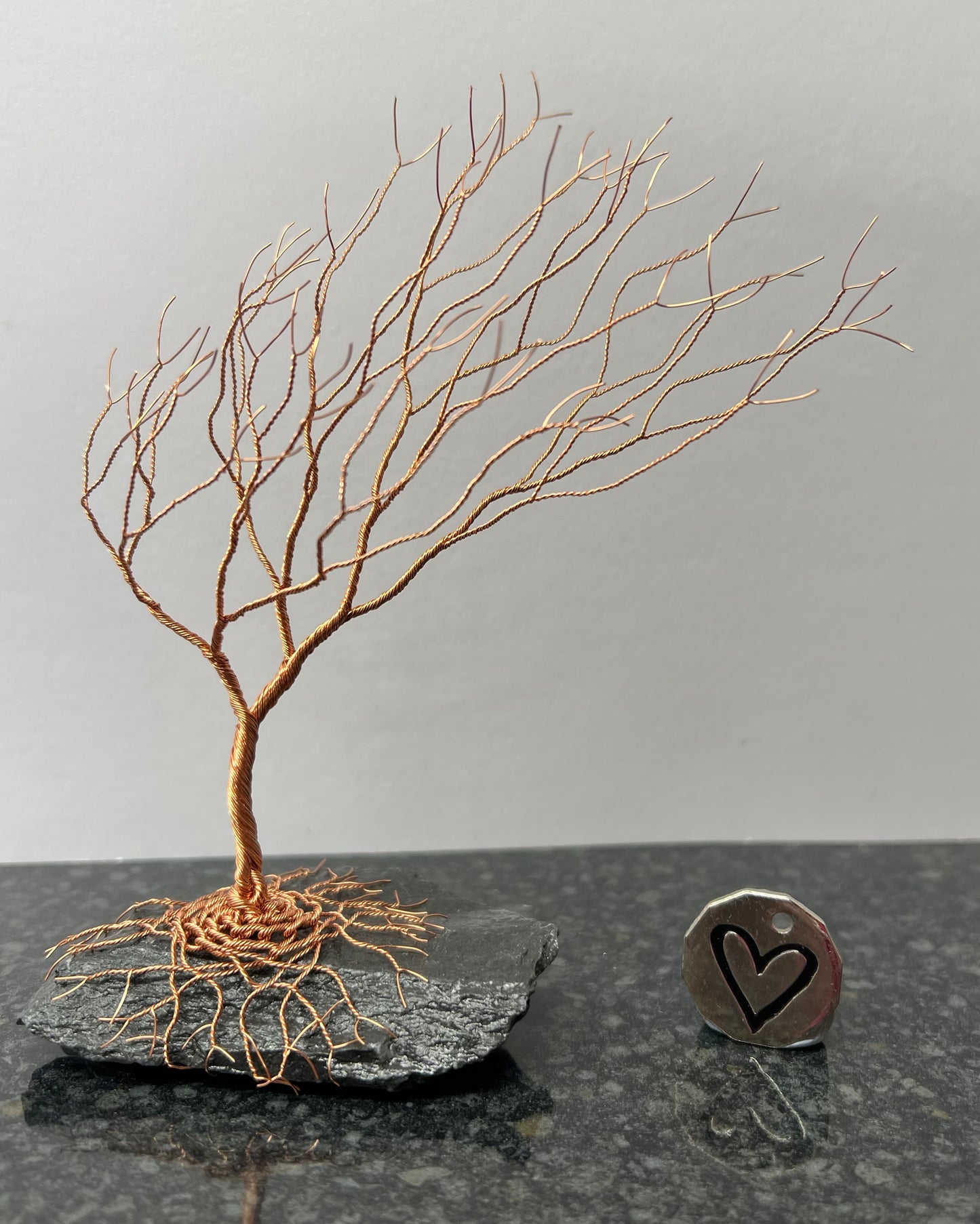 Windswept Celtic Tree Sculpture - Copper on Slate - Medium