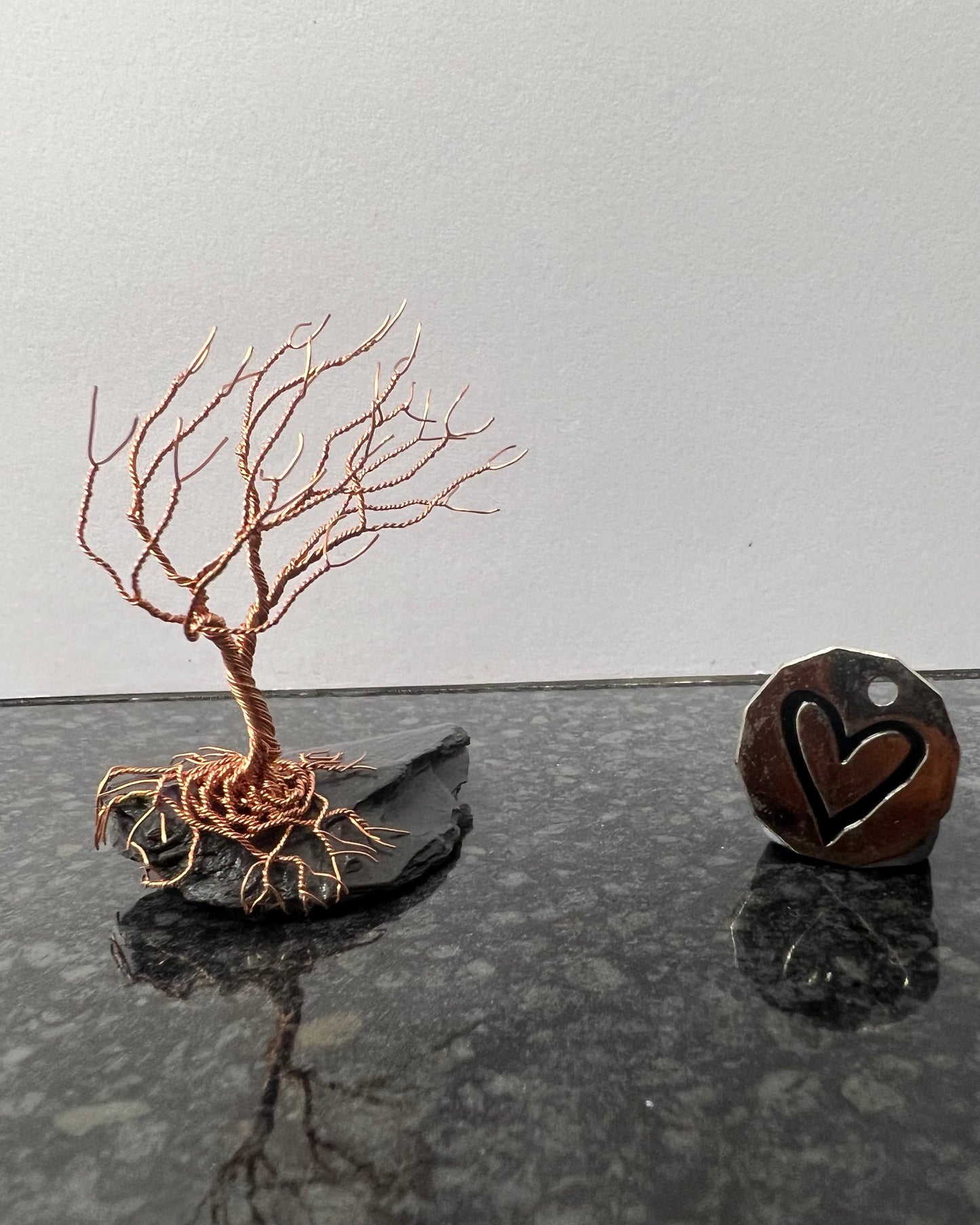 Windswept Celtic Tree Sculpture - Copper on Slate - Small