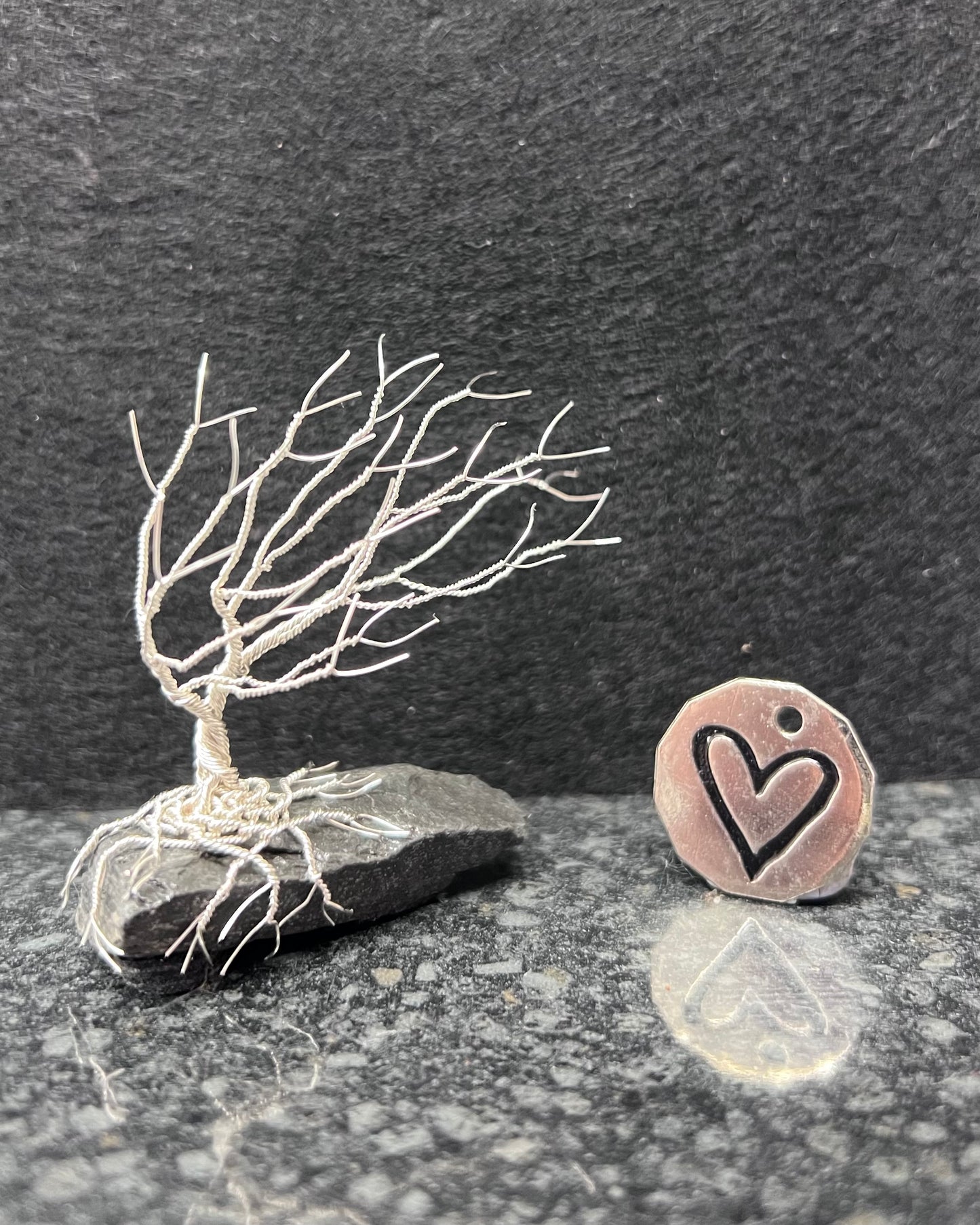 Windswept Celtic Tree Sculpture - Silver (plated) on Slate - Small