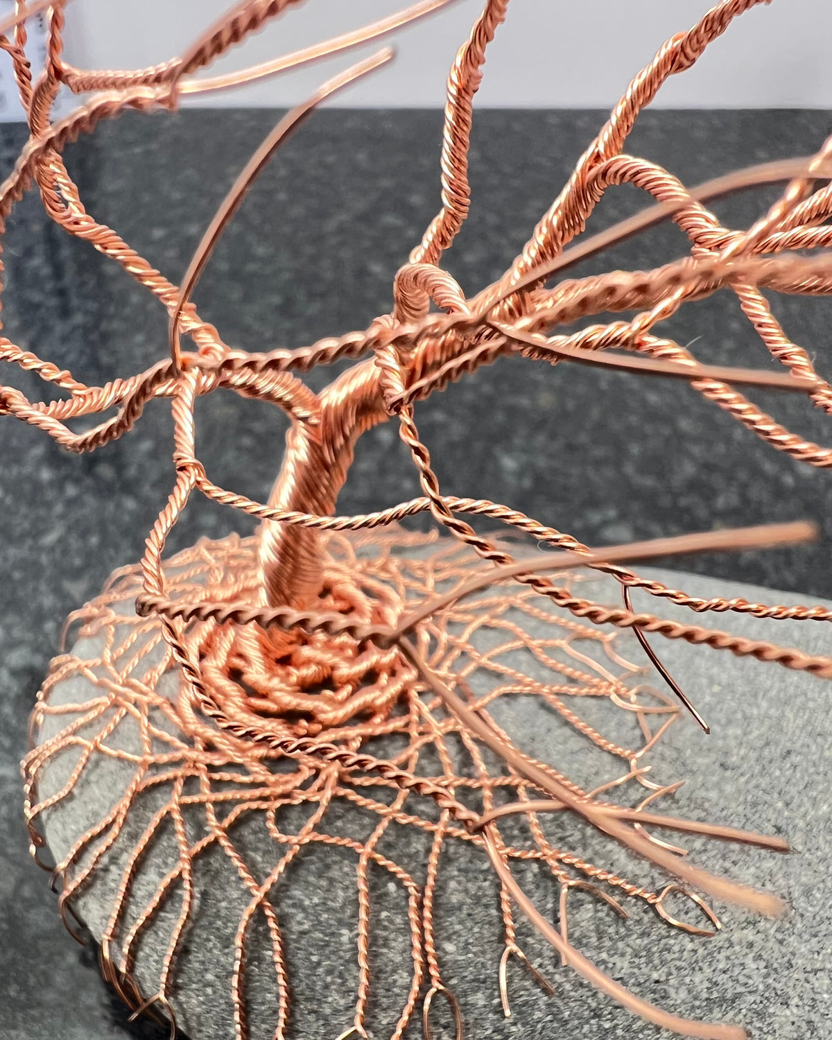 Windswept Celtic Tree Sculpture - Copper on Pebble - Medium Plus
