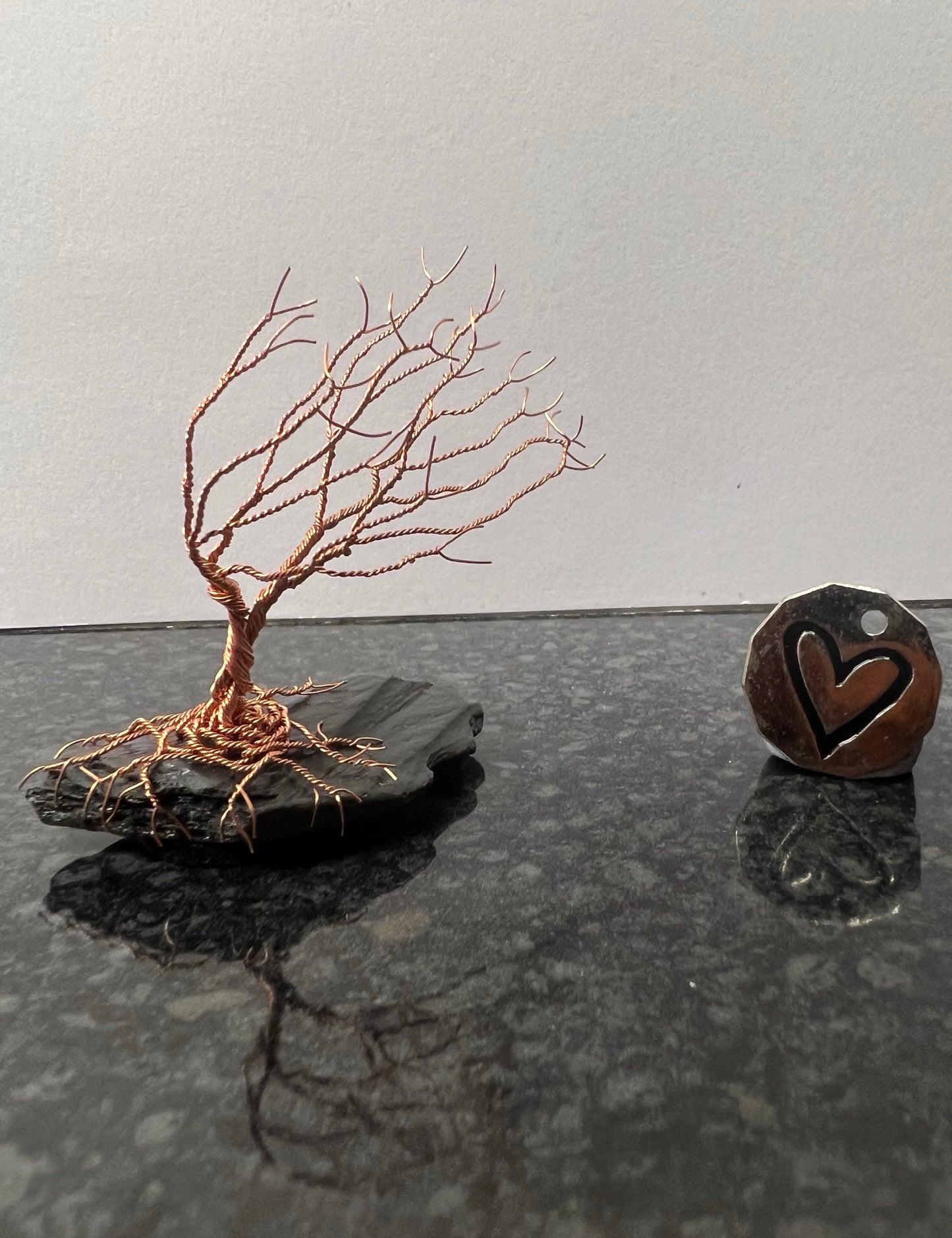 Windswept Celtic Tree Sculpture - Copper on Slate - Small