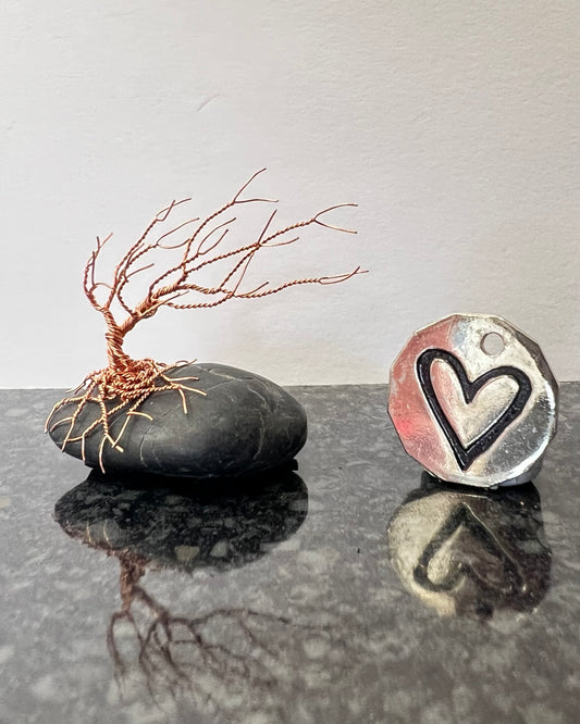 Windswept Celtic Tree Sculpture - Copper on Pebble - Mini