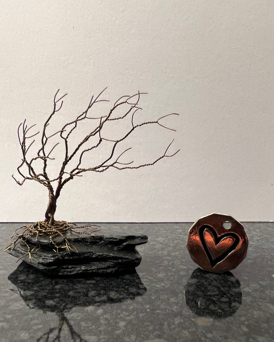 Windswept Celtic Tree Sculpture - Gunmetal on Slate - Small