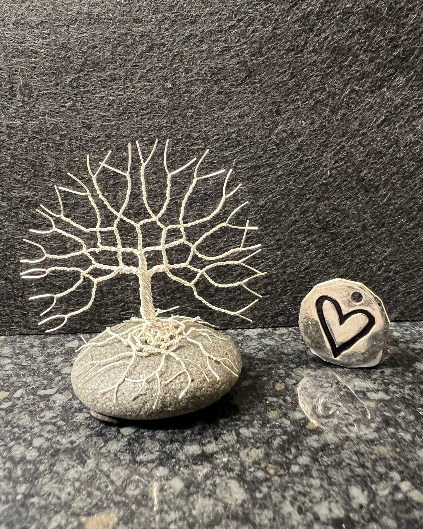 Celtic Tree of Life Sculpture -      Silver (plated) on Pebble - Small