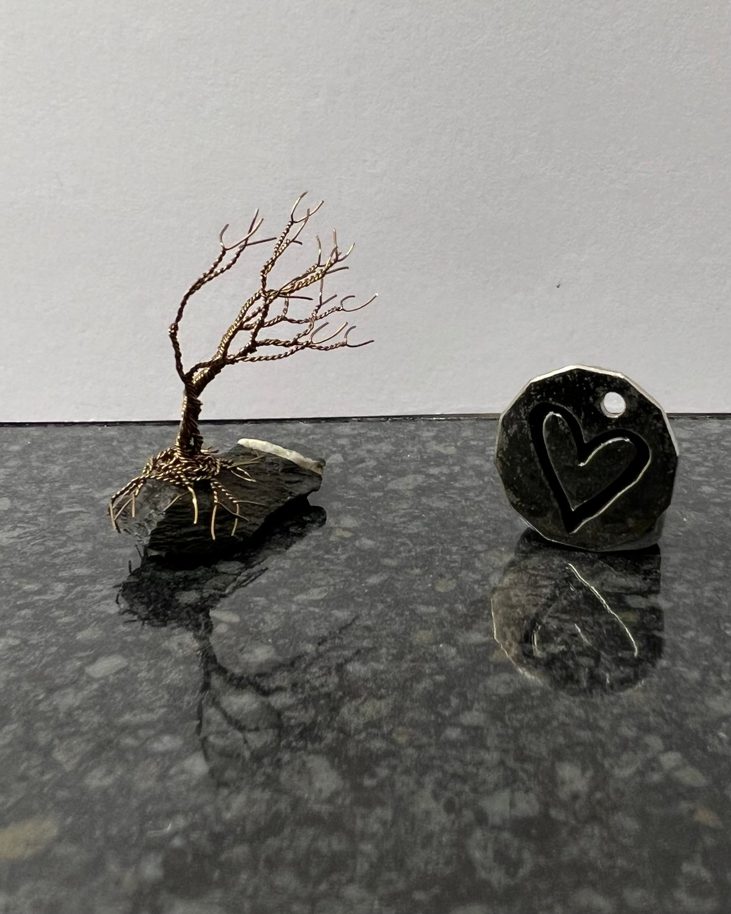 Windswept Celtic Tree Sculpture - Gunmetal on Slate - Mini