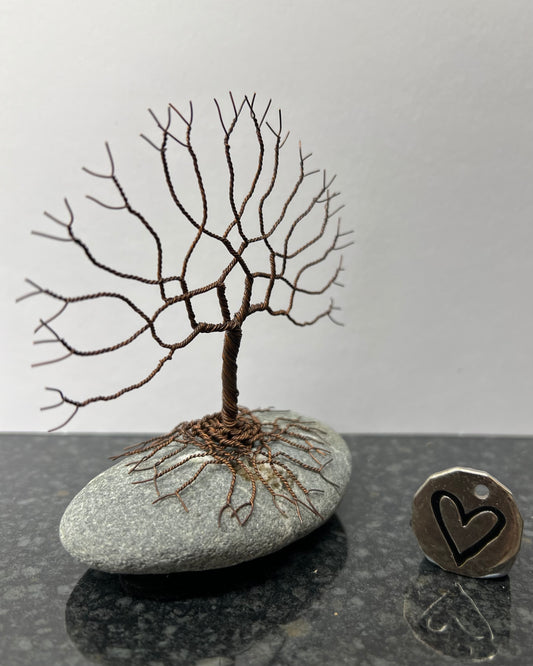 Tree of Life Celtic Tree Sculpture - Antique Copper on Pebble - Small Plus