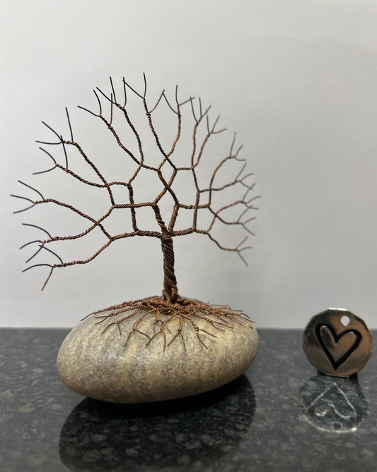 Tree of Life Celtic Tree Sculpture - Antique Copper on Pebble - Small Plus