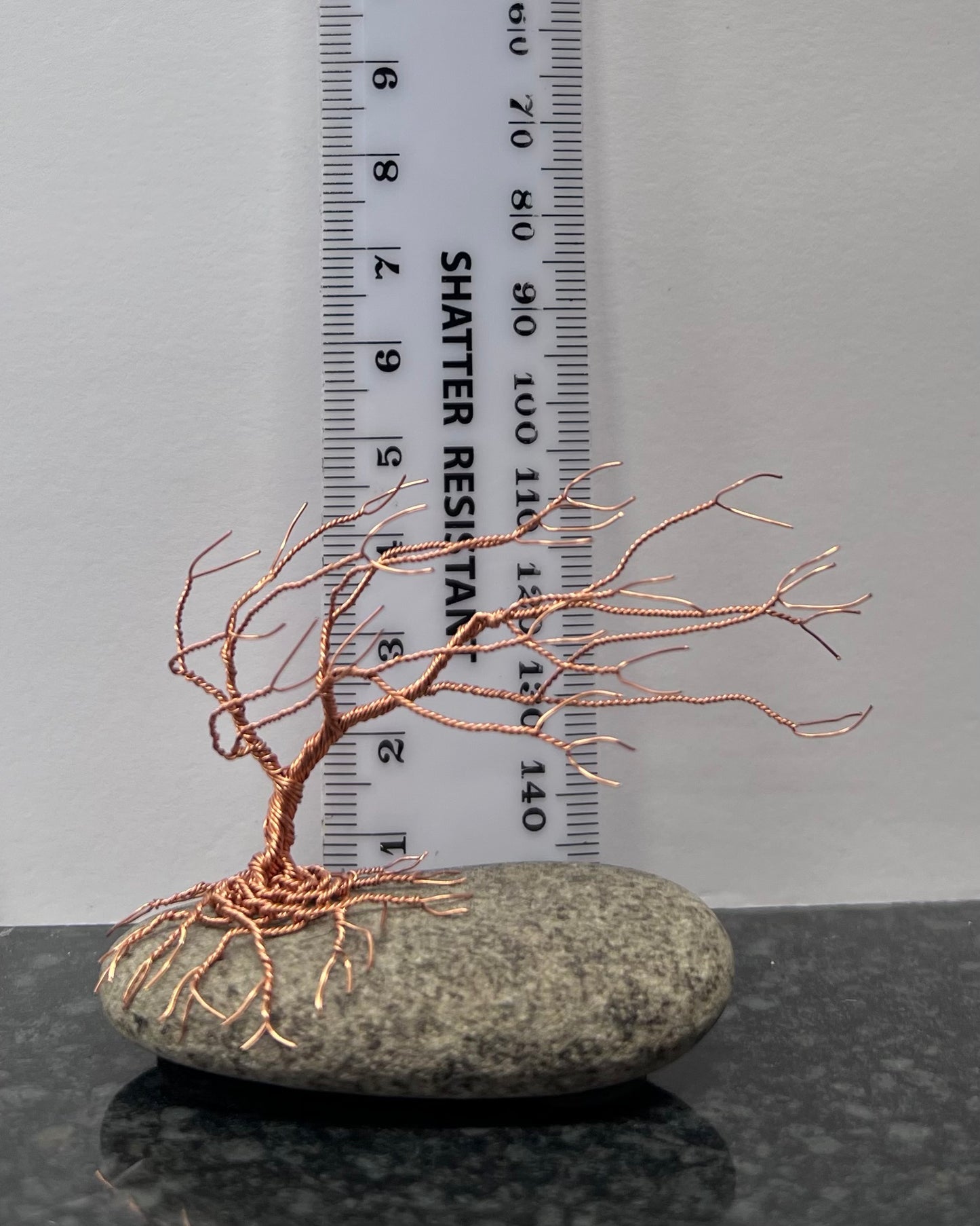 Windswept Celtic Tree Sculpture - Copper on Pebble - Small