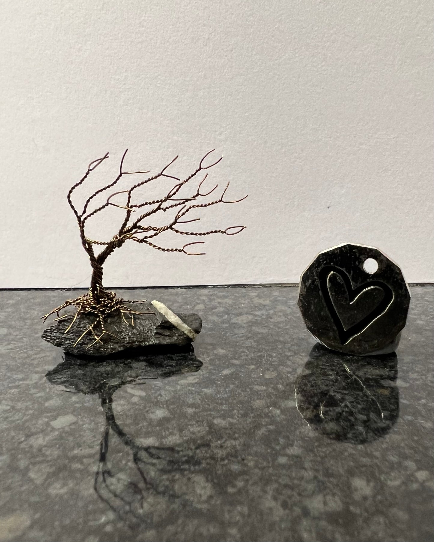 Windswept Celtic Tree Sculpture - Gunmetal on Slate - Mini