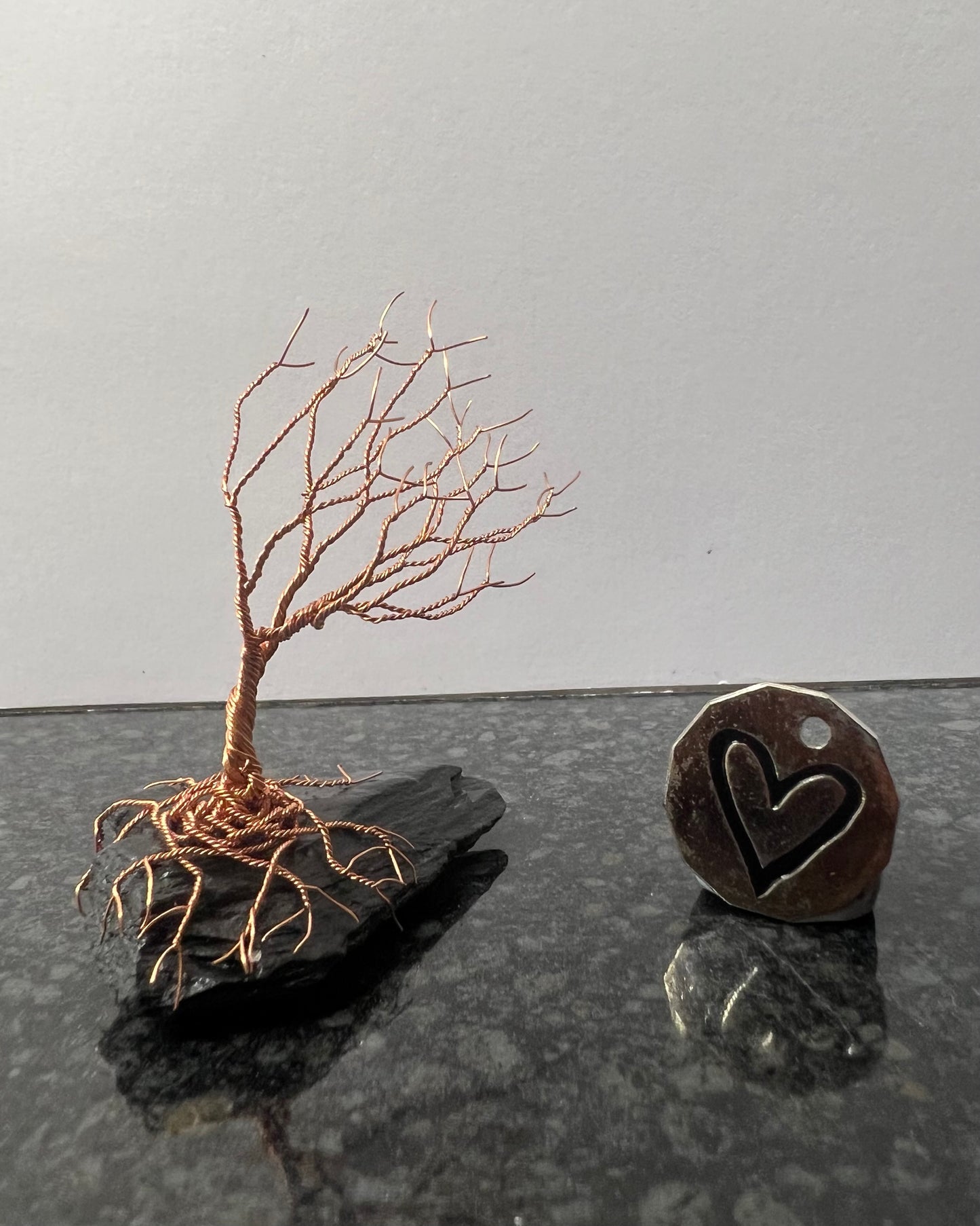 Windswept Celtic Tree Sculpture - Copper on Slate - Small